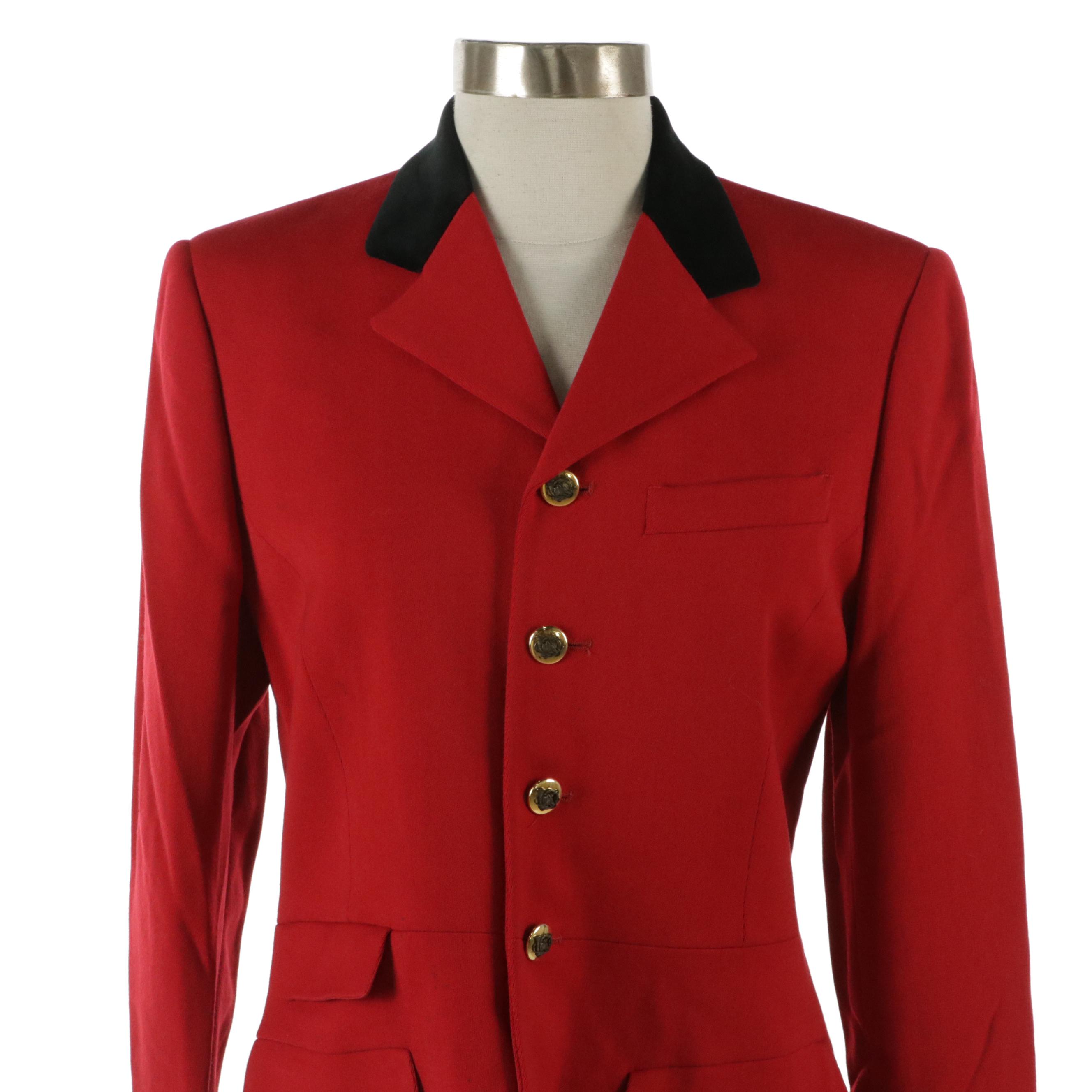 Lauren Ralph Lauren Purple Label Red Wool Equestrian Riding Blazer