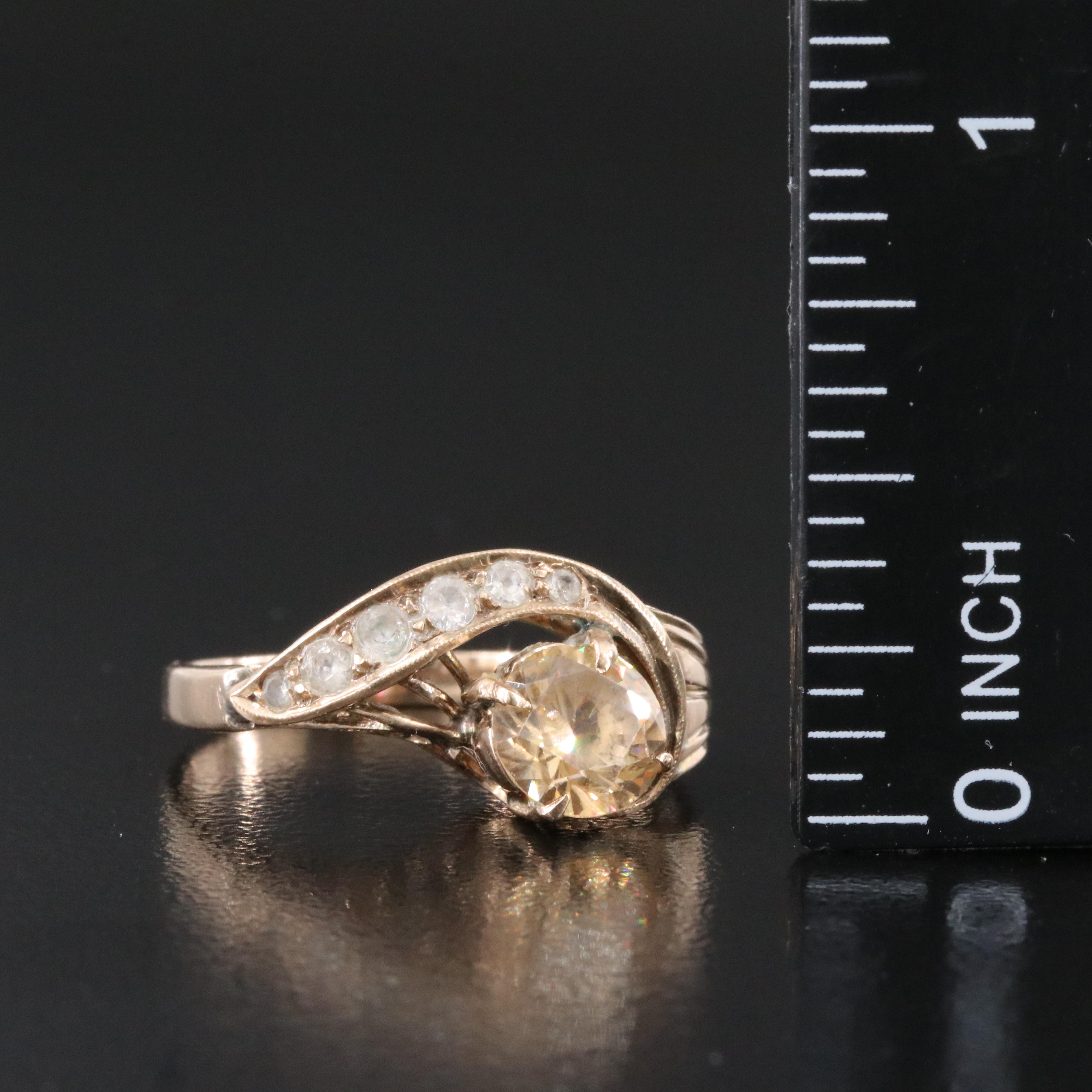 14K Zircon and Glass Ring