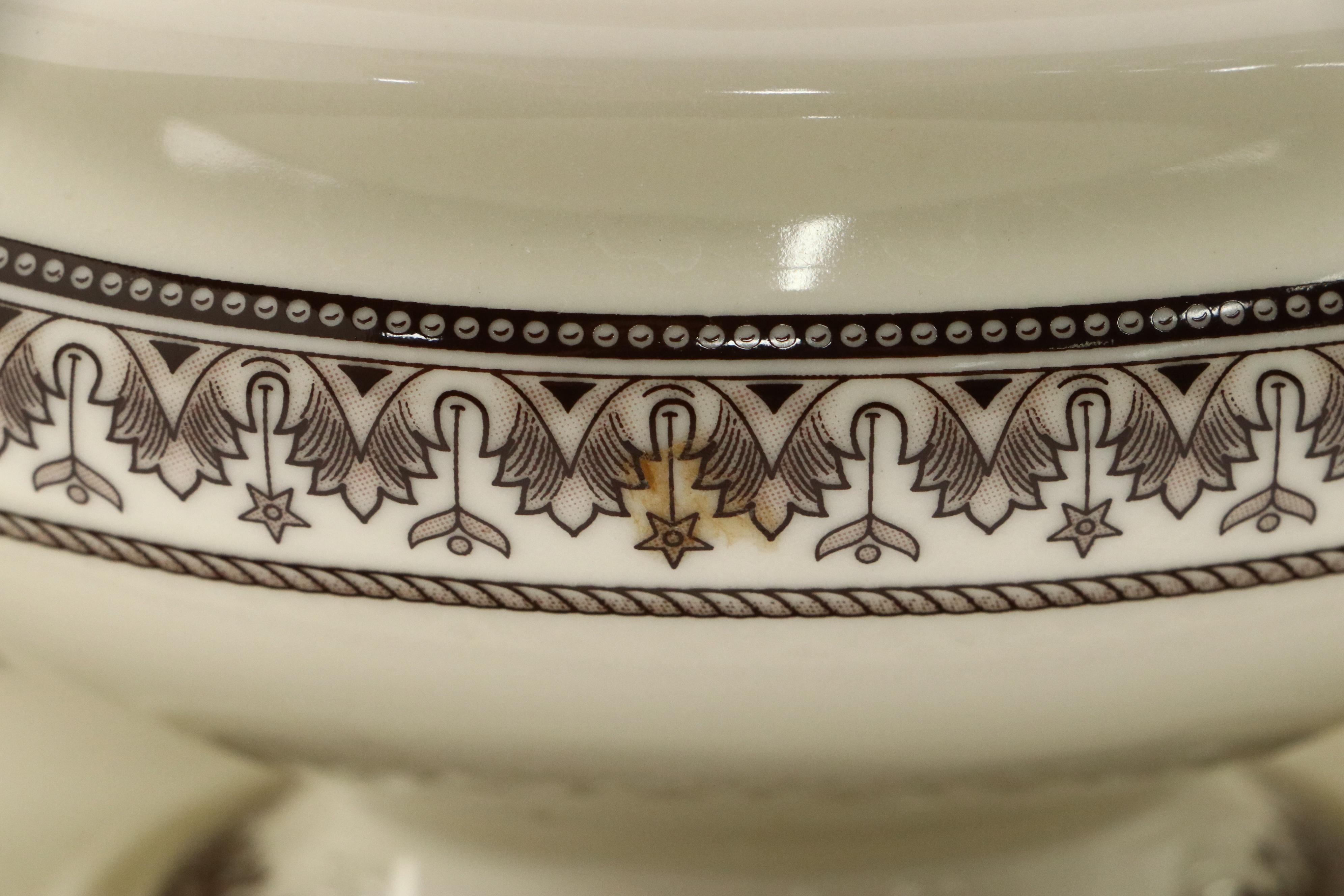 William-Sonoma Brown Transferware Pitcher, Bowls and Gravy Boat with Tureen