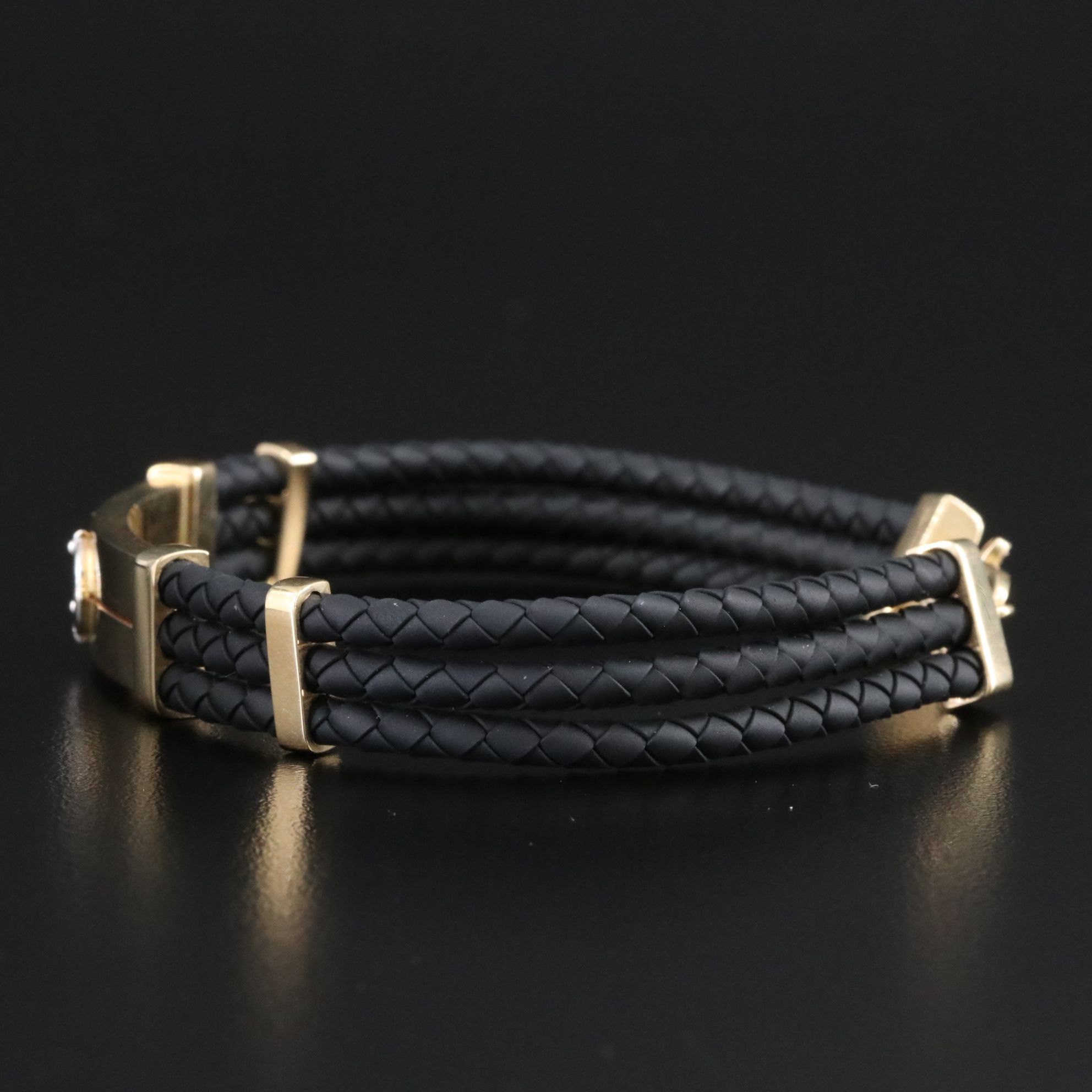 14K and Leather Anchor Bracelet