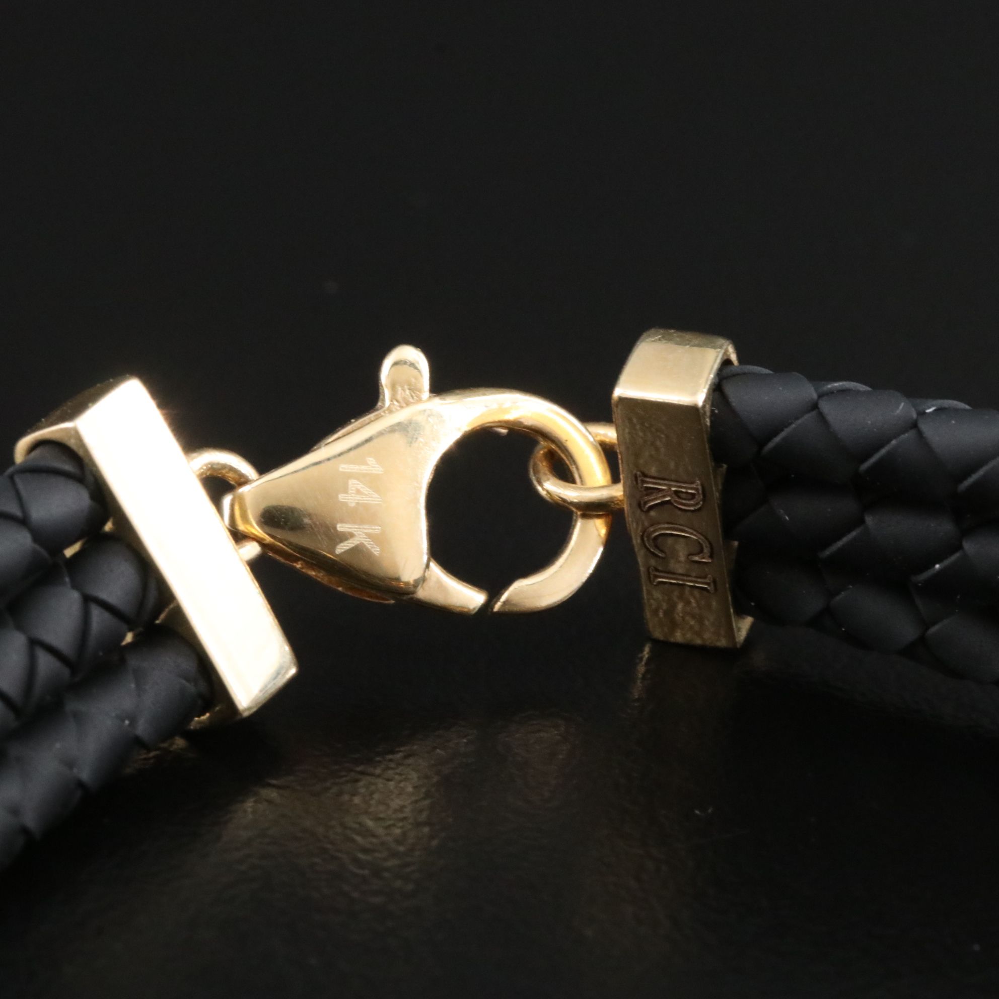 14K and Leather Anchor Bracelet