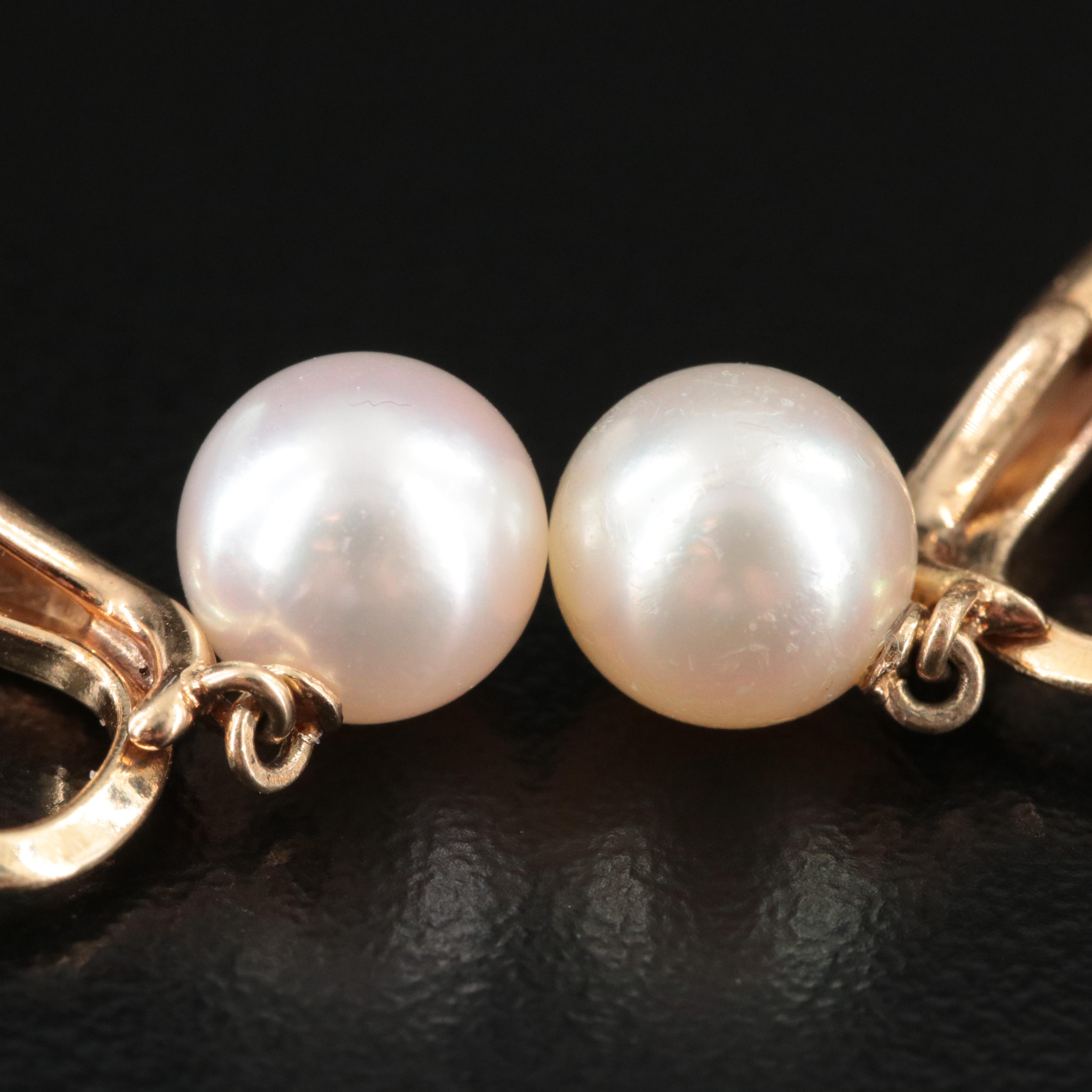 Mikimoto 14K Pearl Drop Screw Back Earrings