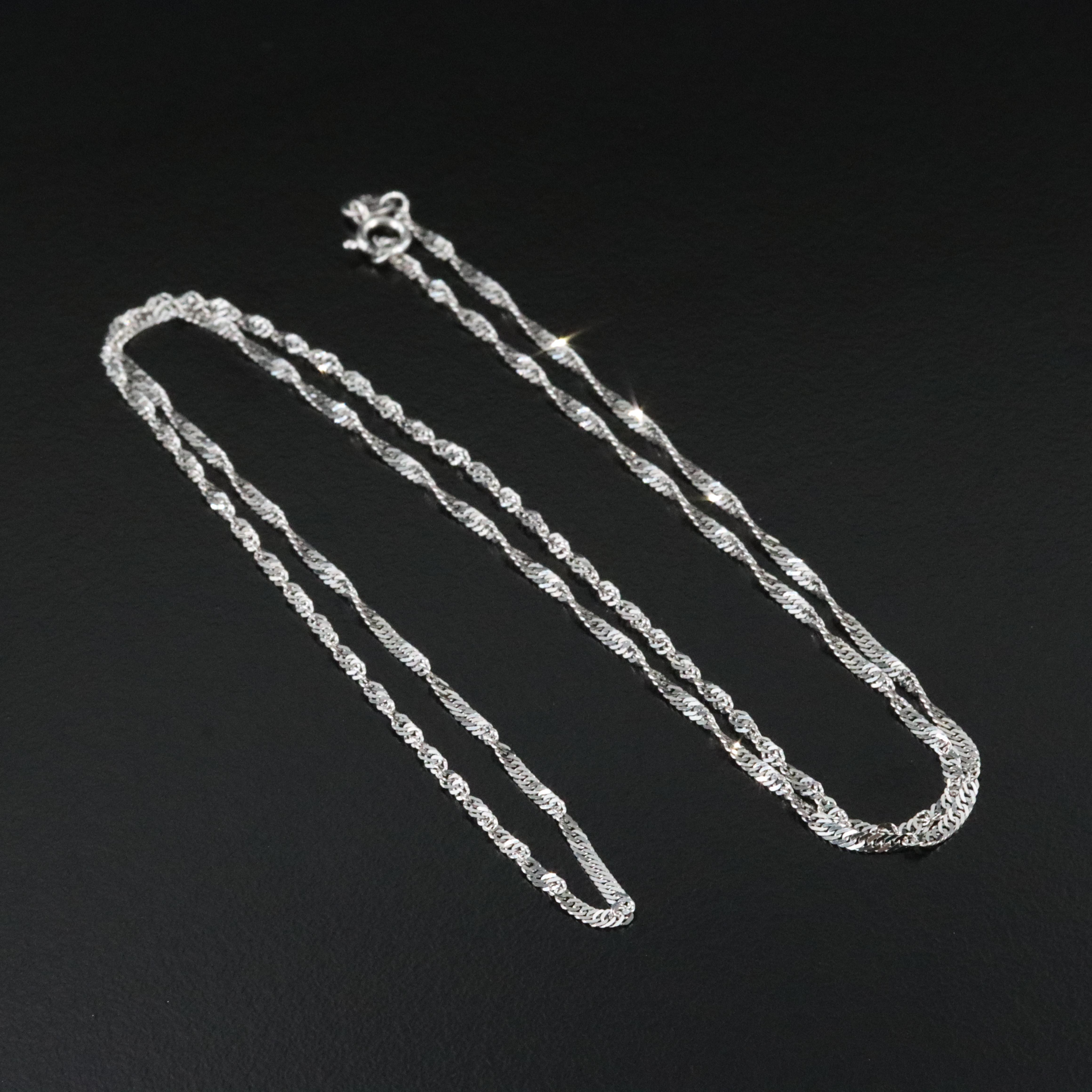 14K Singapore Chain Necklace with 18K Clasp