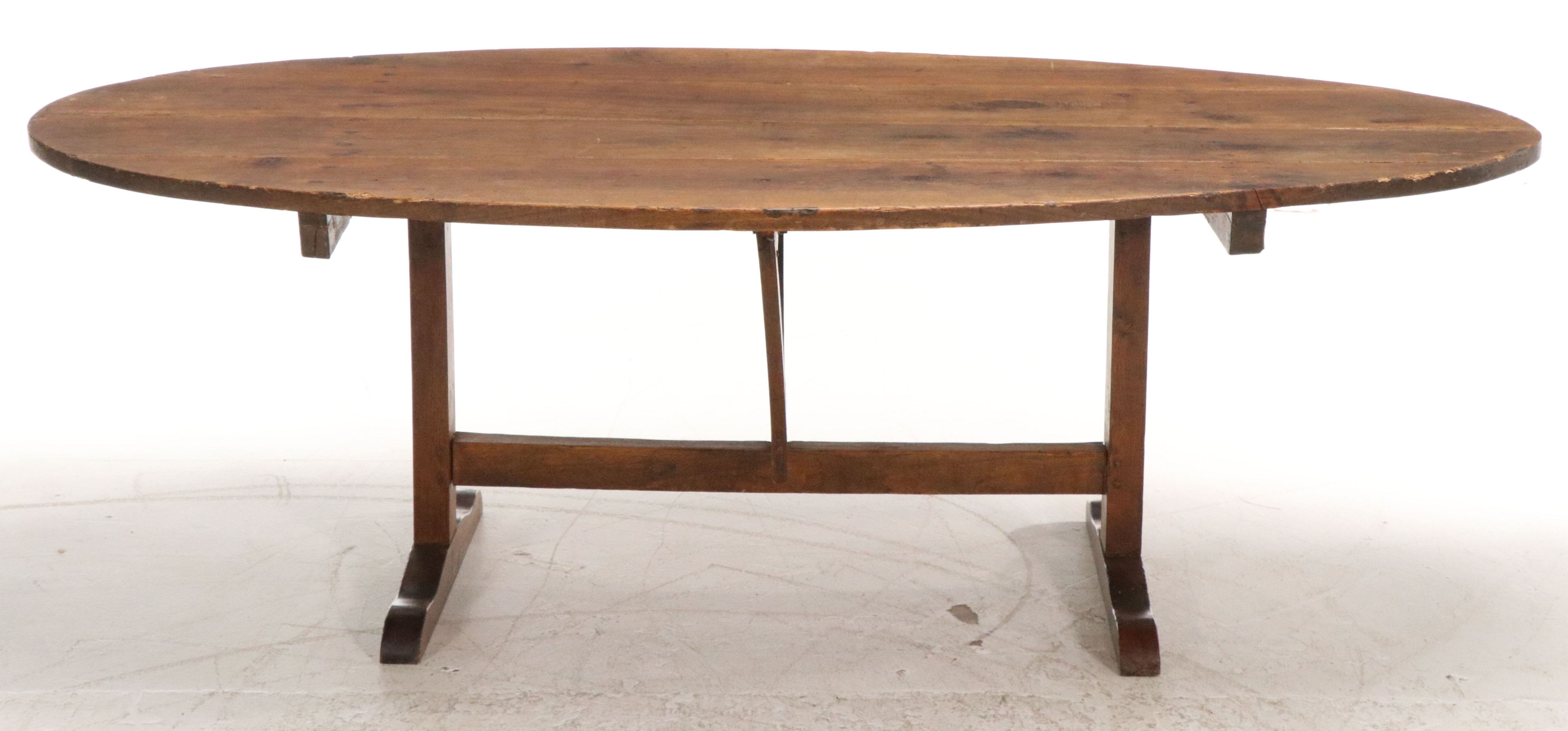 French Fruitwood Oval Vintner's Table, 19th Century