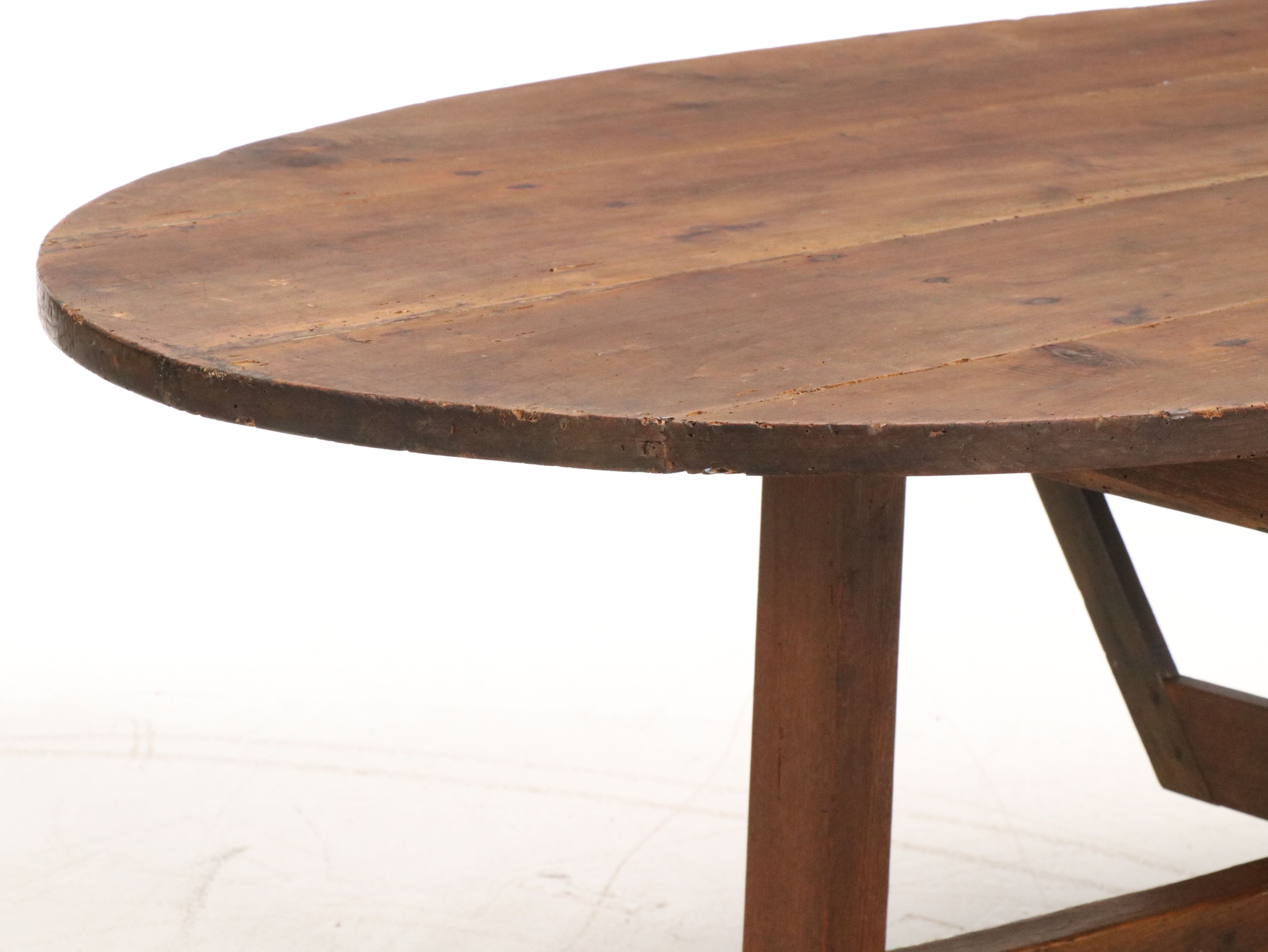 French Fruitwood Oval Vintner's Table, 19th Century