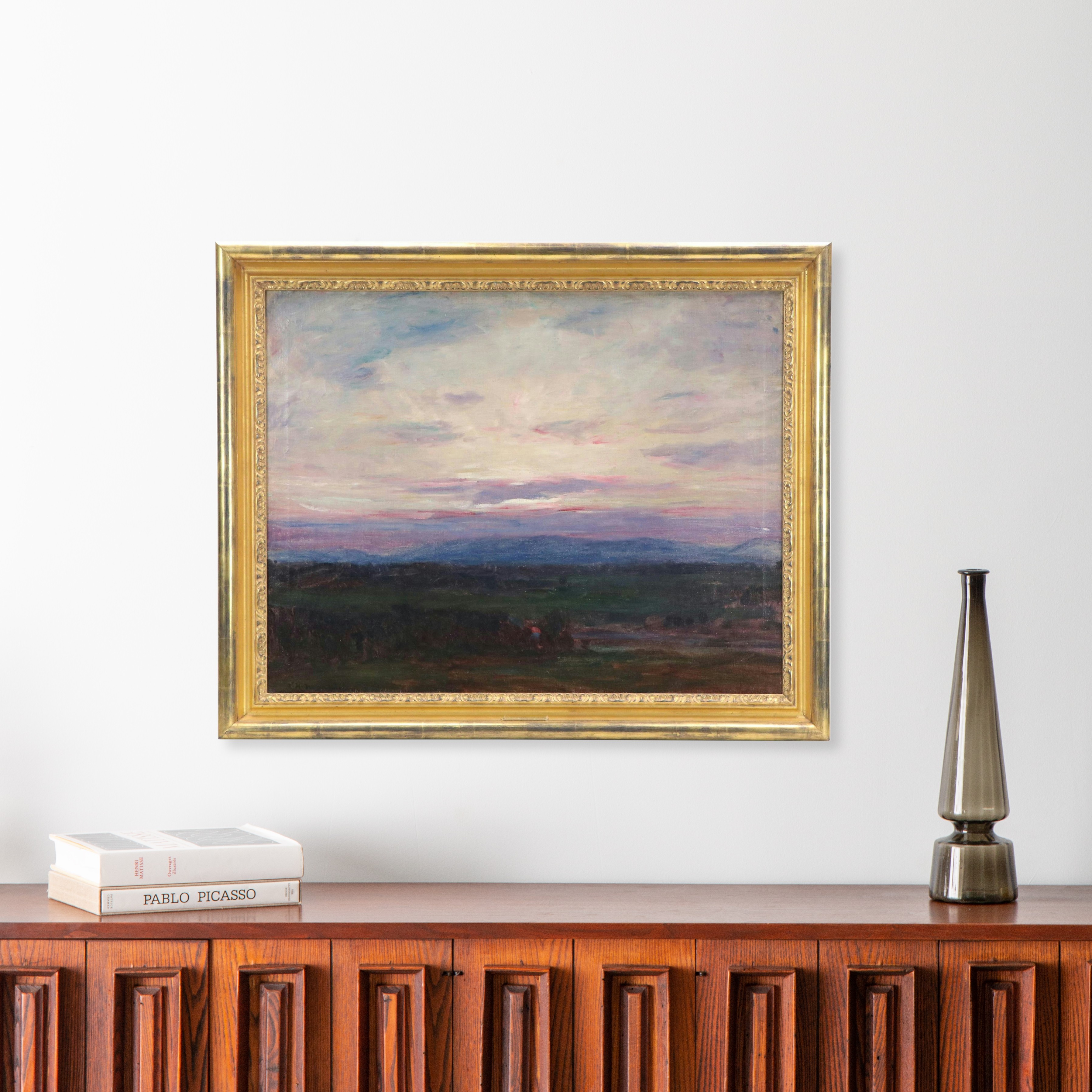 Lewis Henry Meakin Oil Painting "Sunset," Early 20th Century