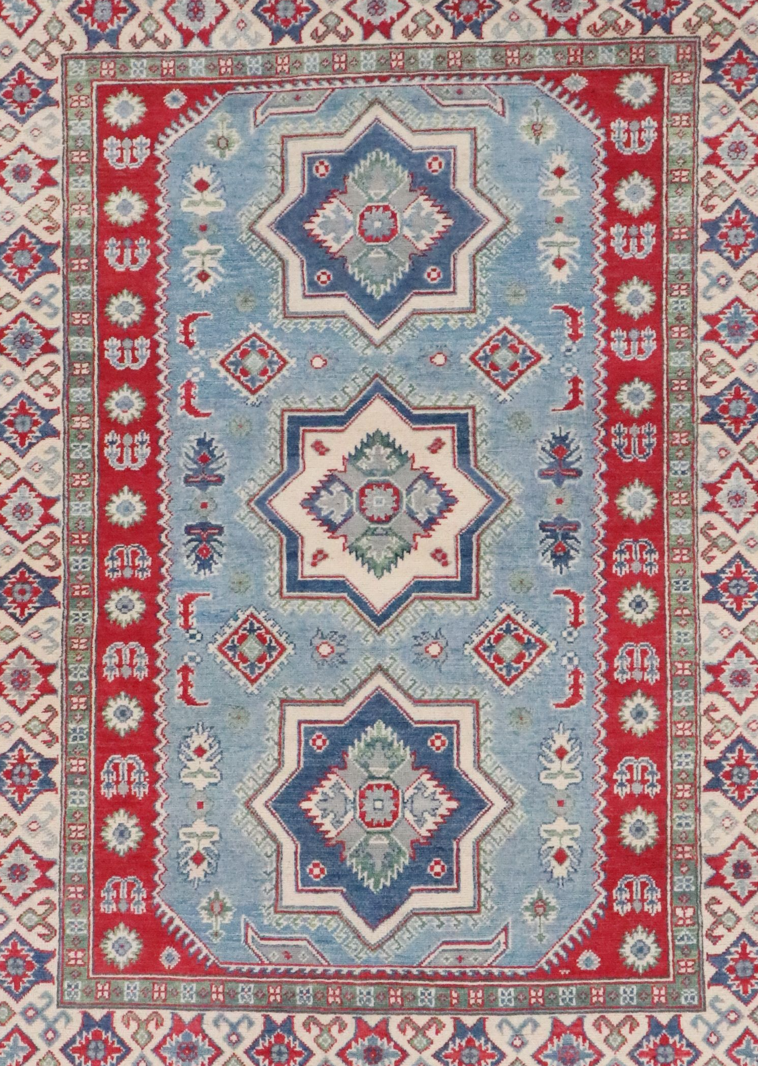 4'11 x 6'8 Hand-Knotted Afghan Kazak Pakistani Rug