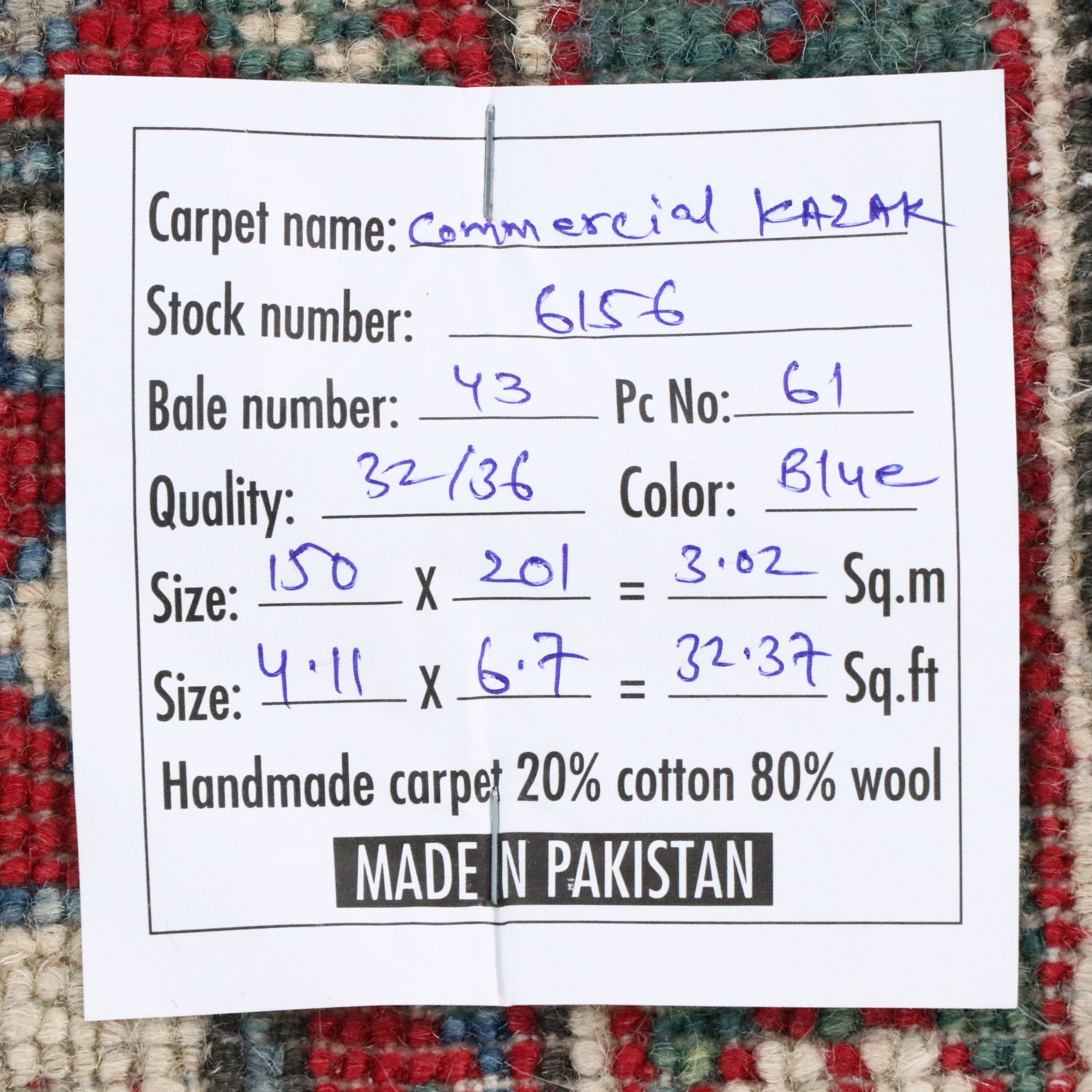 4'11 x 6'8 Hand-Knotted Afghan Kazak Pakistani Rug