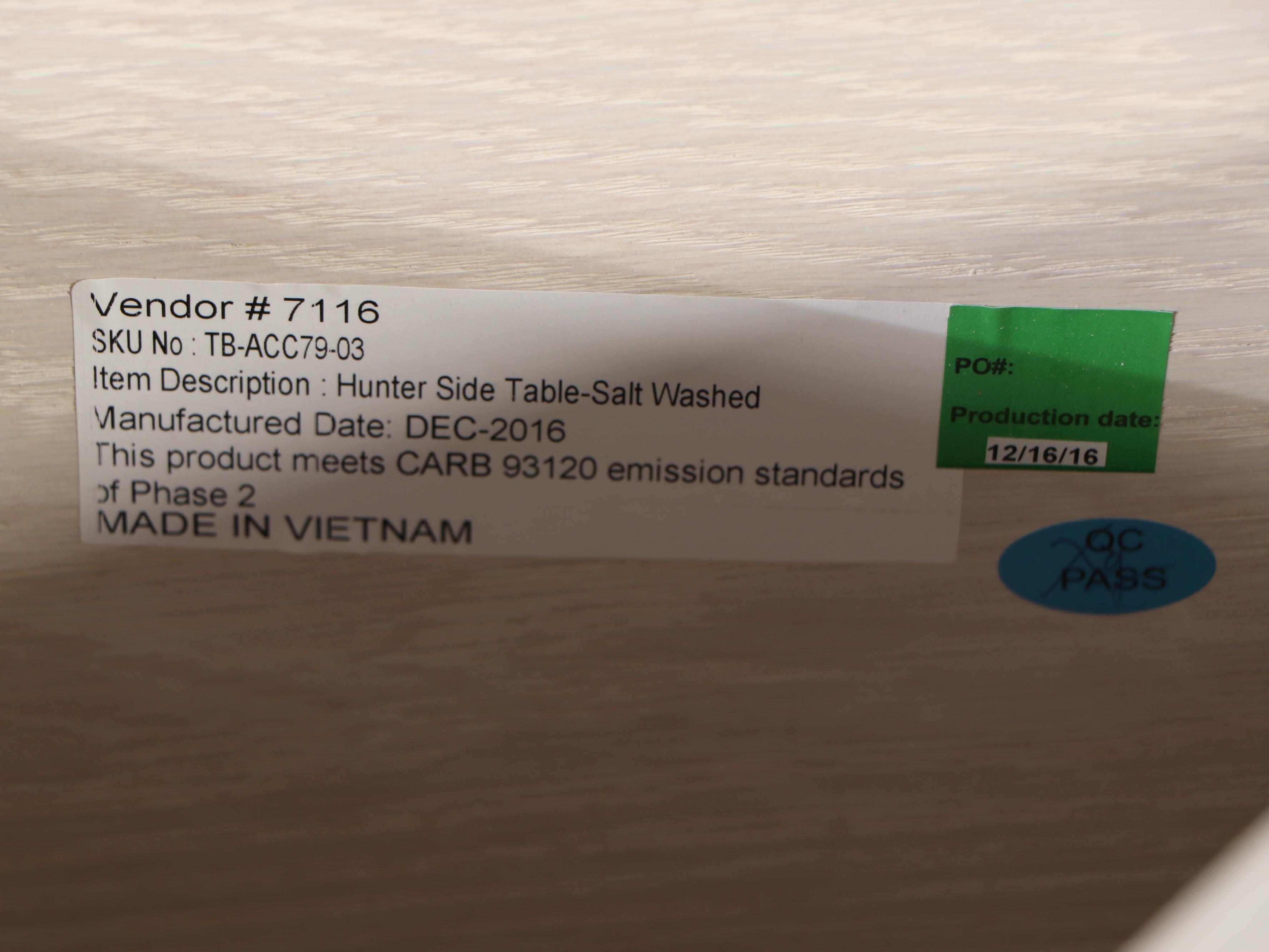 Contemporary Salt-Washed "Hunter" Side Table, 2016