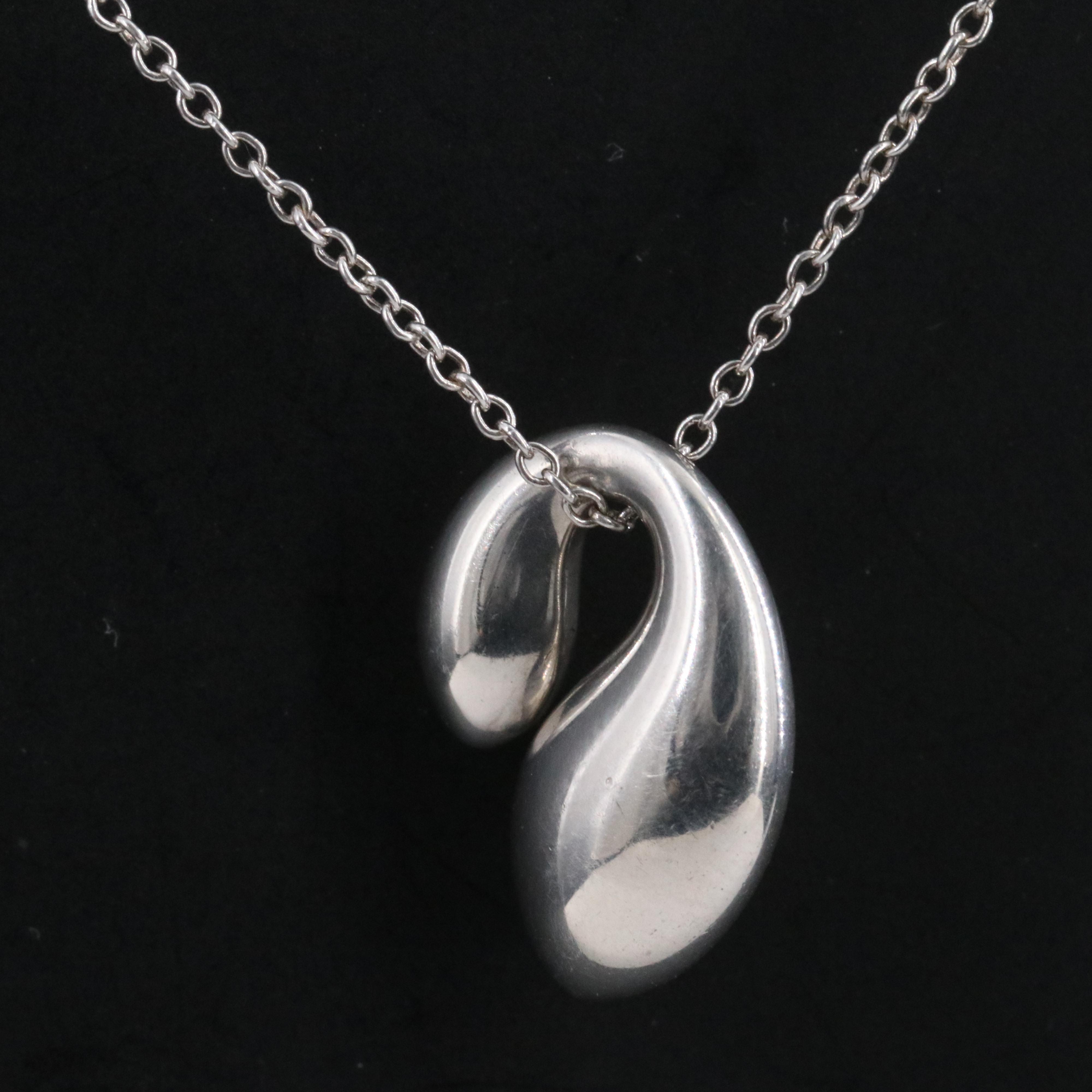 Elsa Peretti for Tiffany & Co. Sterling Double Teardrop Pendant Necklace