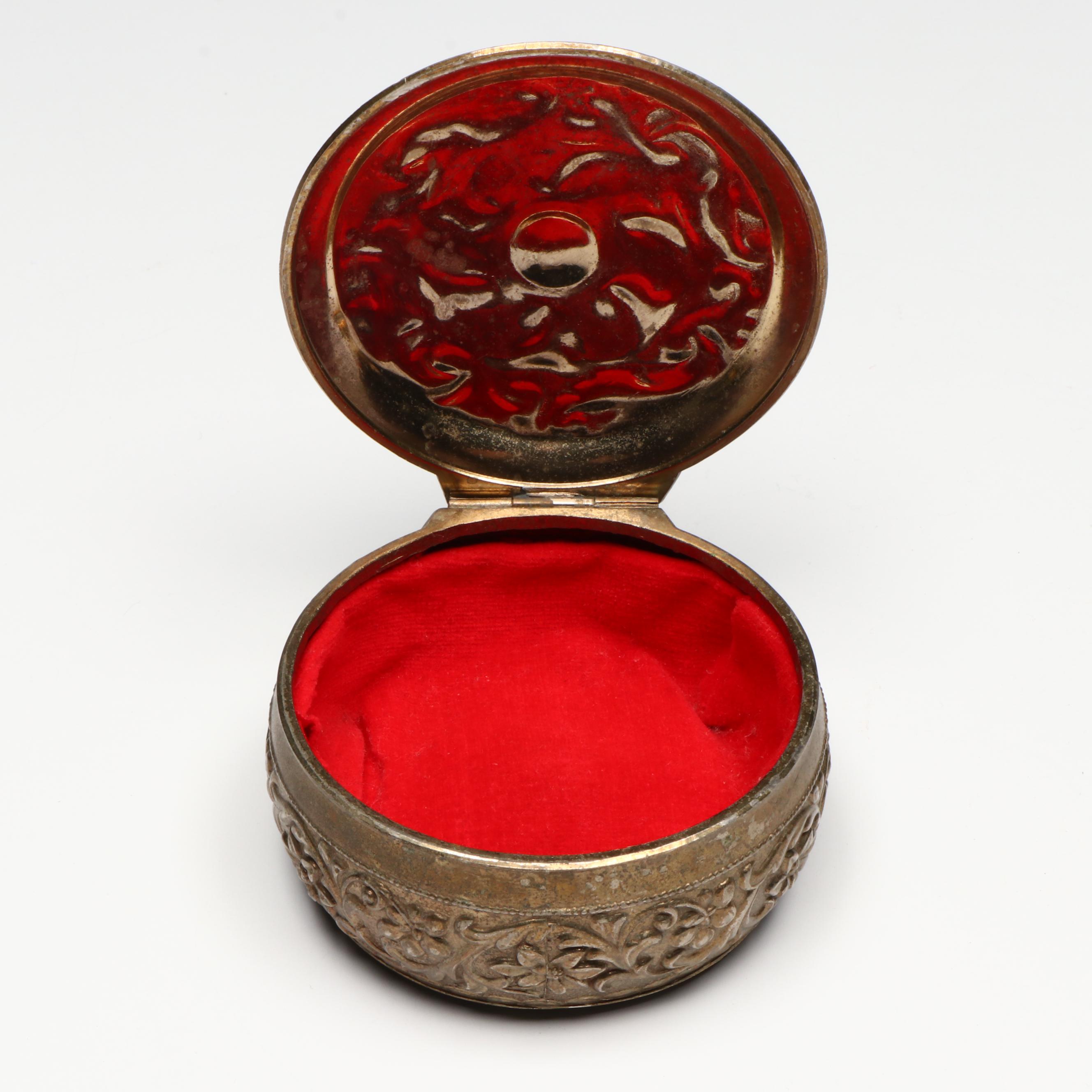 Porcelain Make-up Jars, Repoussé Metal Jewelry Box, and More Vanity Accessories