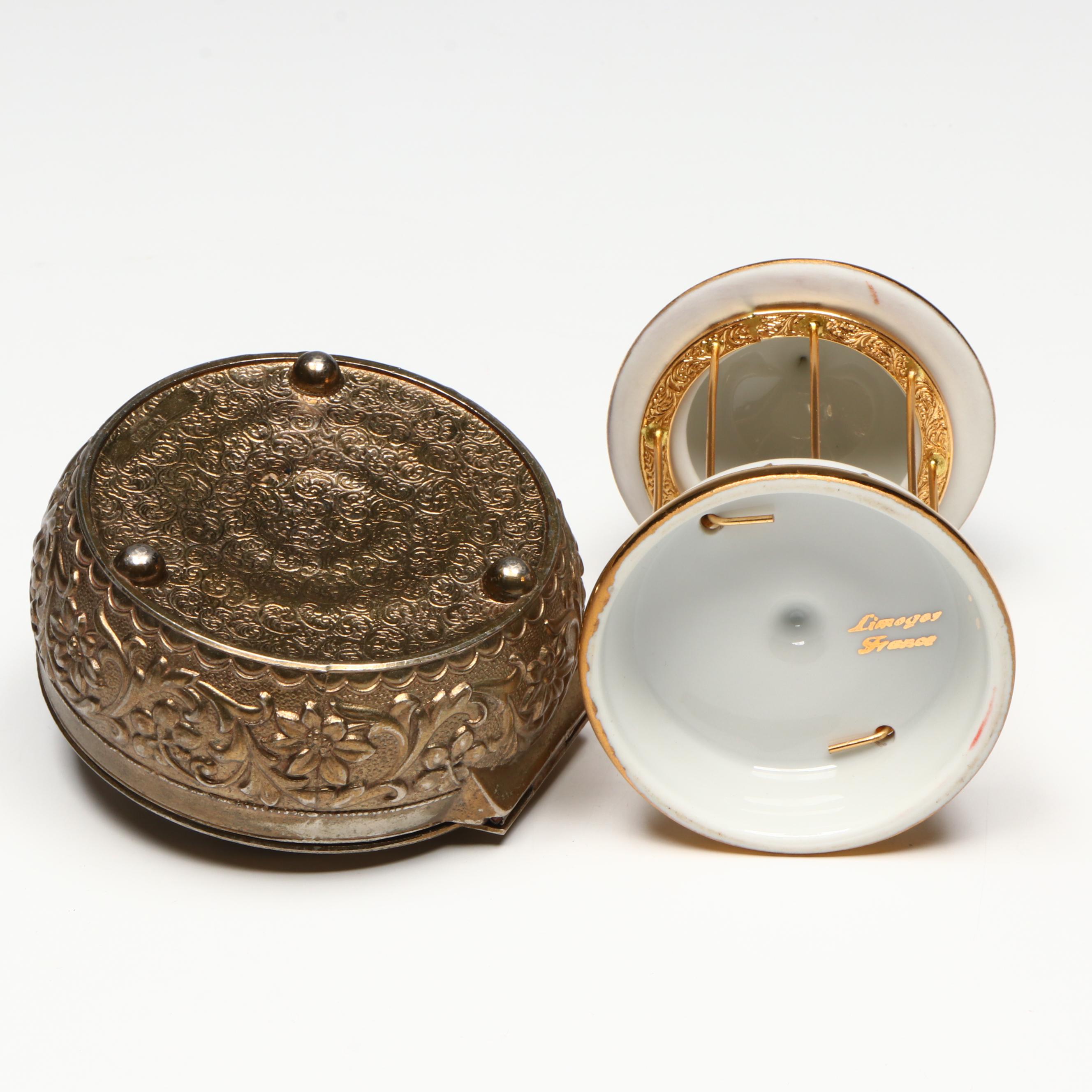 Porcelain Make-up Jars, Repoussé Metal Jewelry Box, and More Vanity Accessories