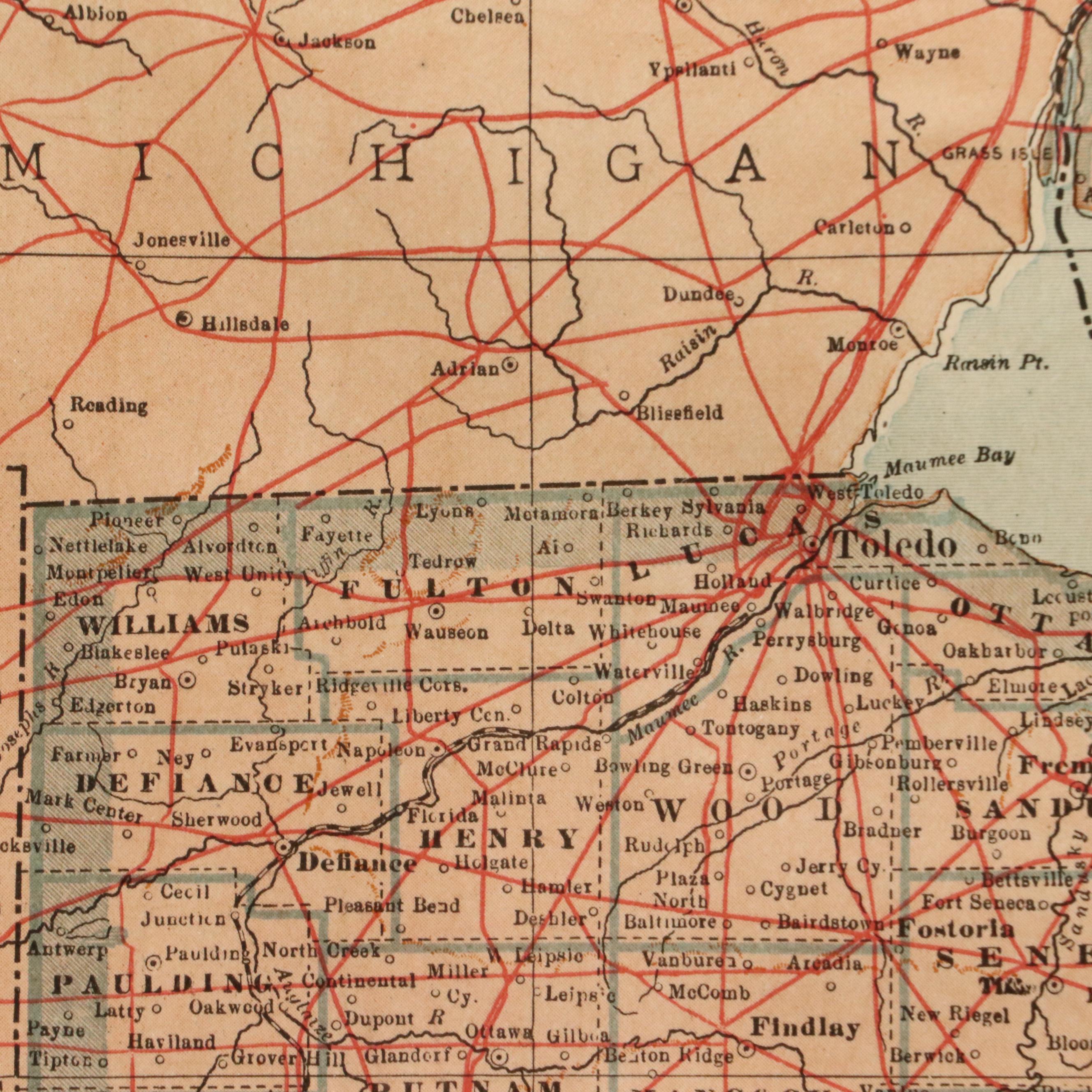 Map Engraving of Ohio Road Atlas, 1917