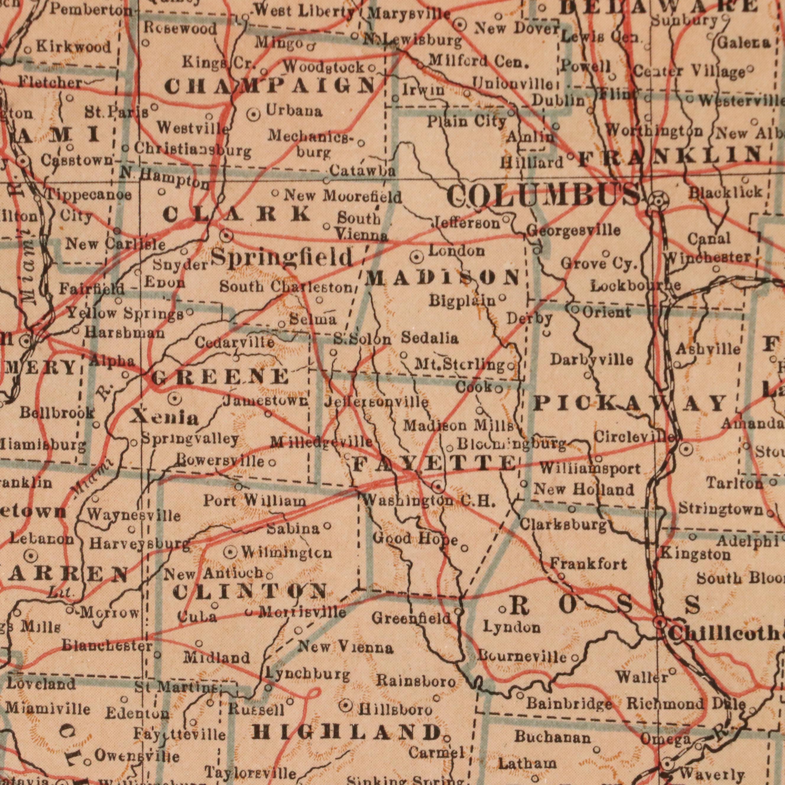 Map Engraving of Ohio Road Atlas, 1917