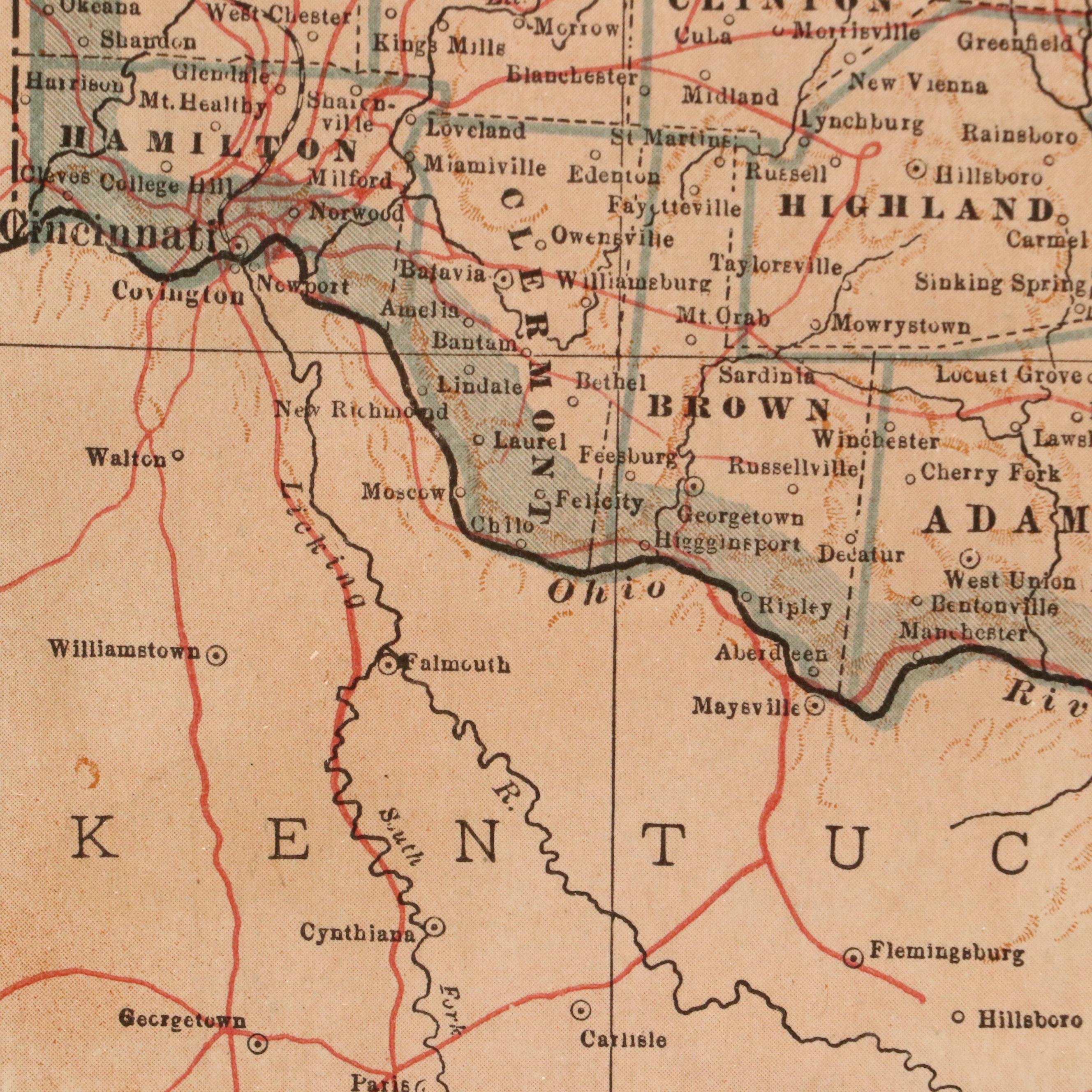 Map Engraving of Ohio Road Atlas, 1917