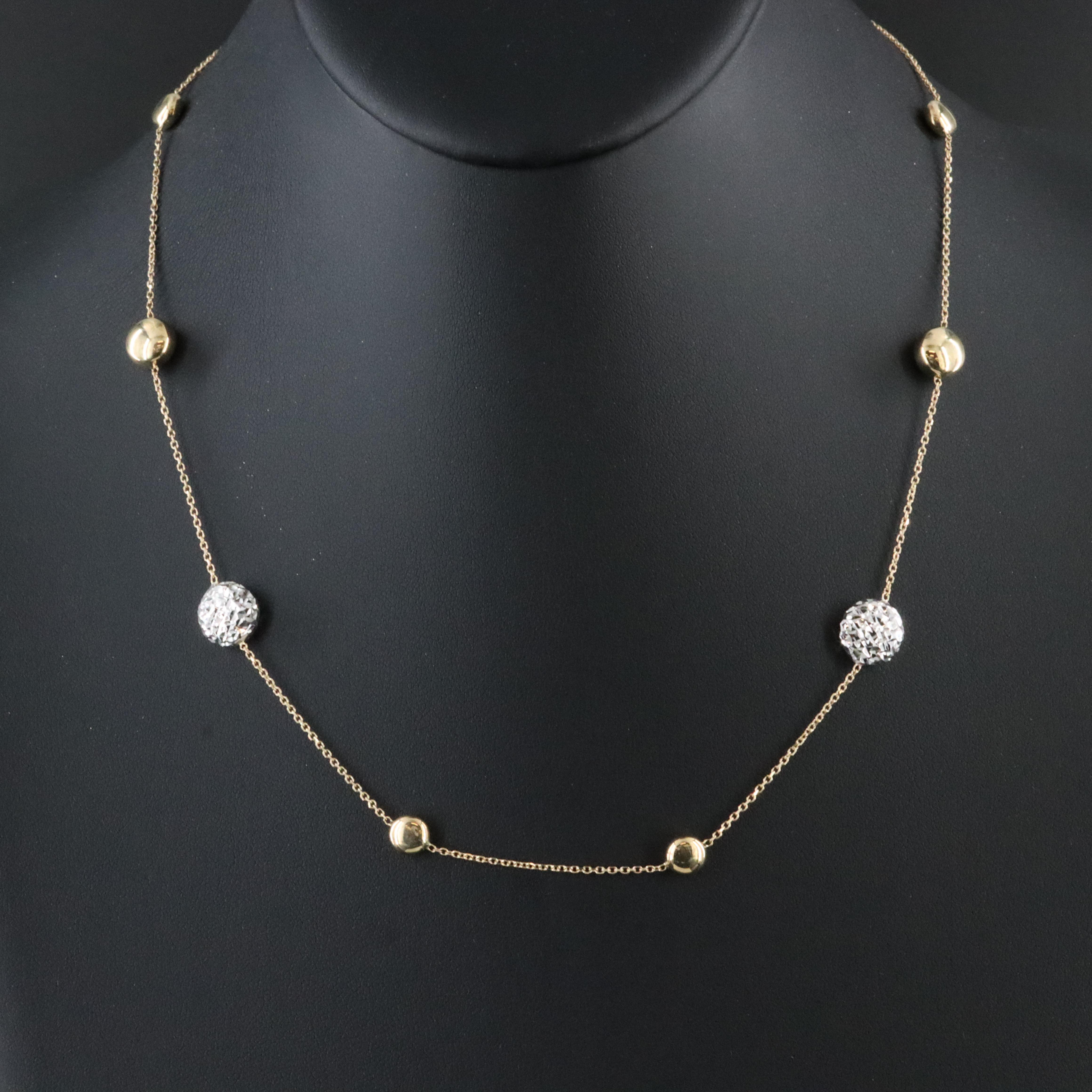 Italian 14K Two-Tone Station Necklace