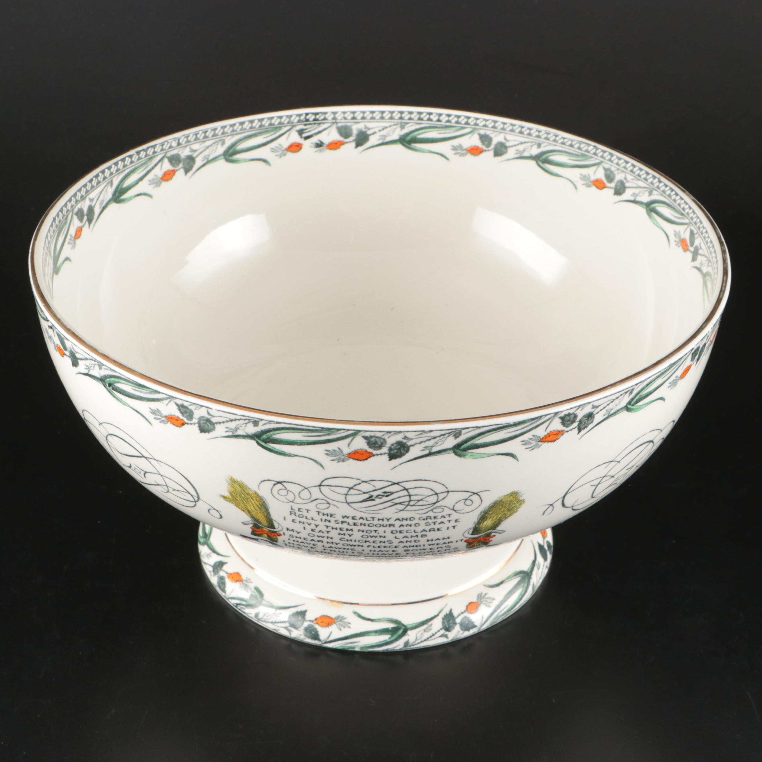 Burgess & Leigh "Farmers Arms" Earthenware Punch Bowl with Cups and Plate