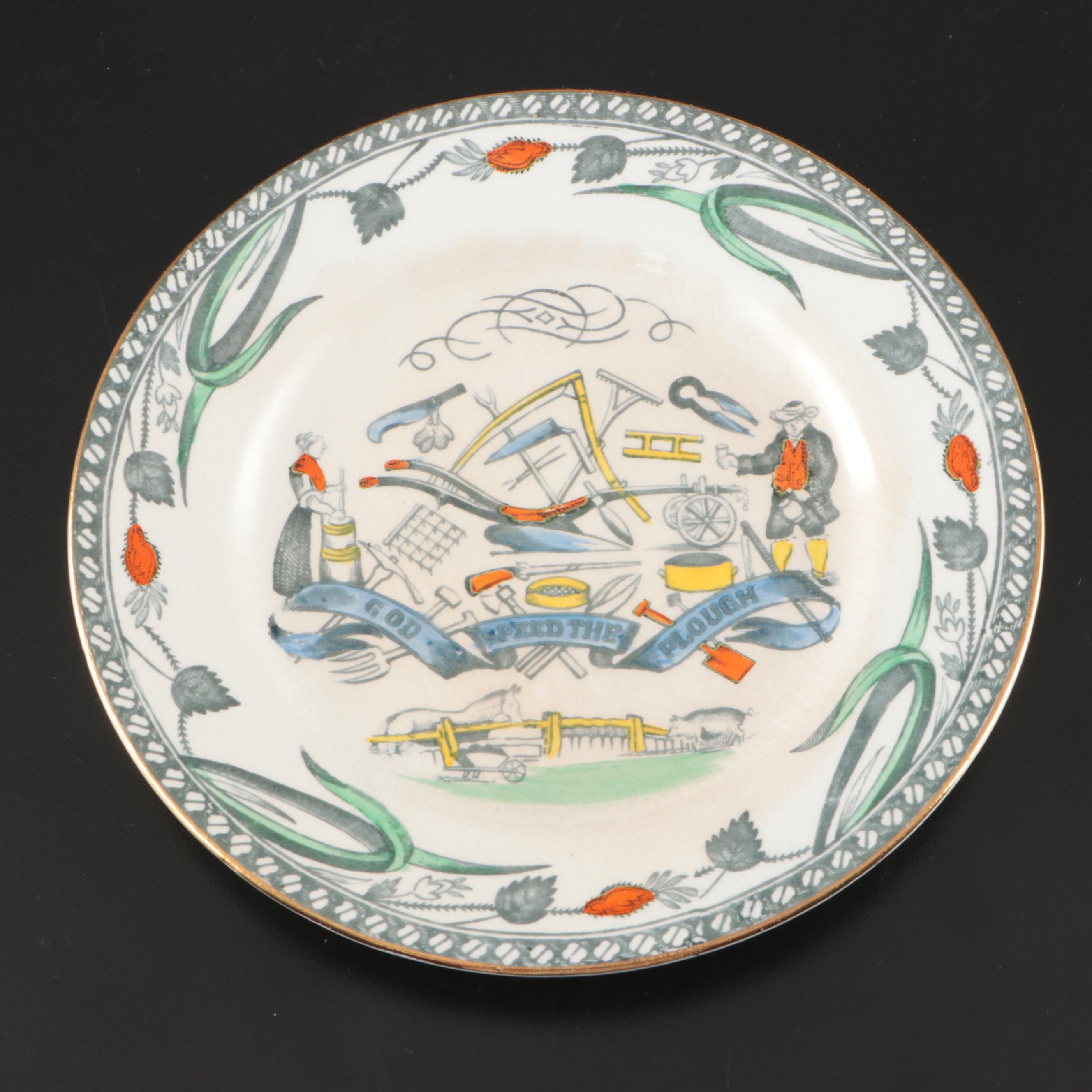 Burgess & Leigh "Farmers Arms" Earthenware Punch Bowl with Cups and Plate