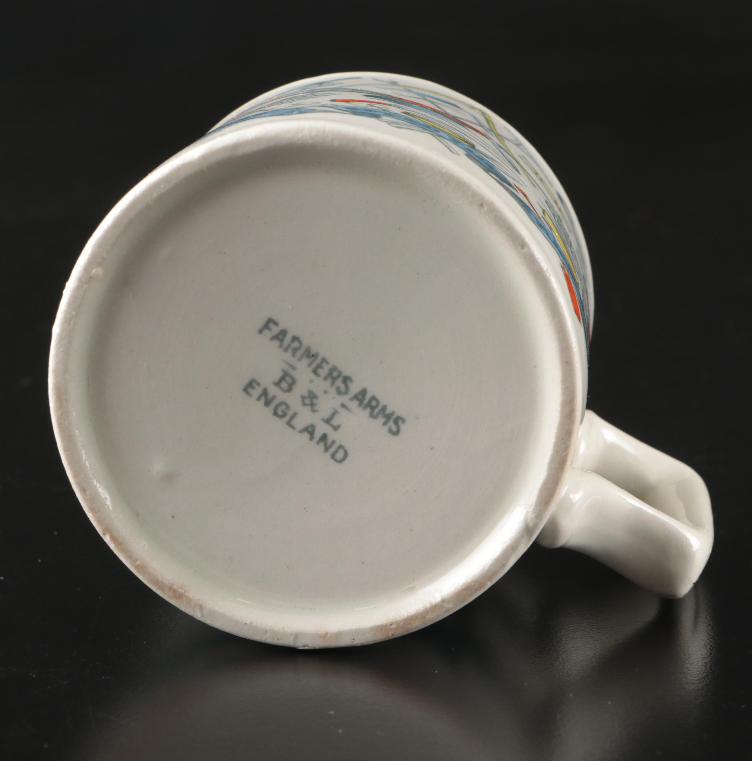 Burgess & Leigh "Farmers Arms" Earthenware Punch Bowl with Cups and Plate