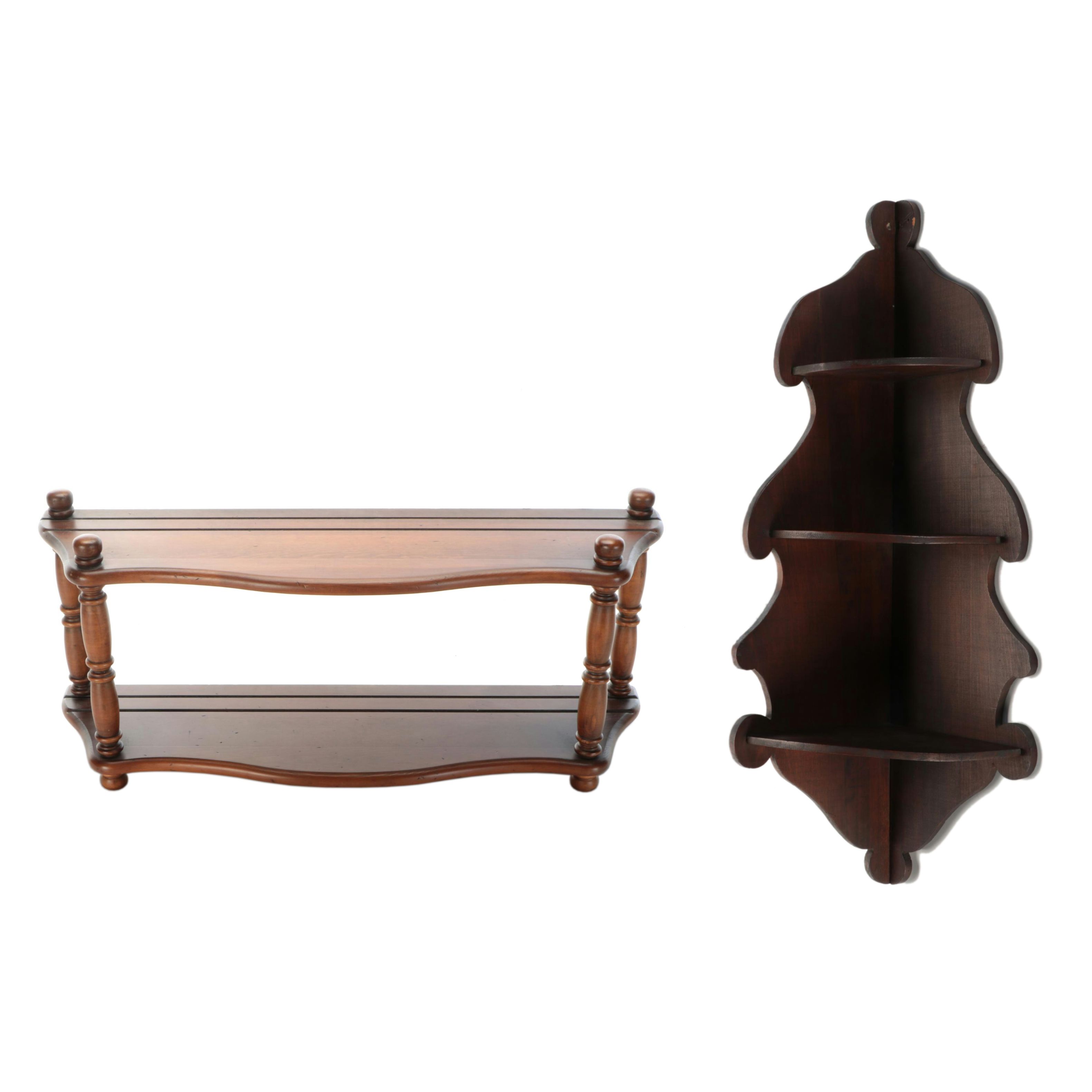 Victorian Style Wood Corner Shelf with Other Plate Display Wall Shelf