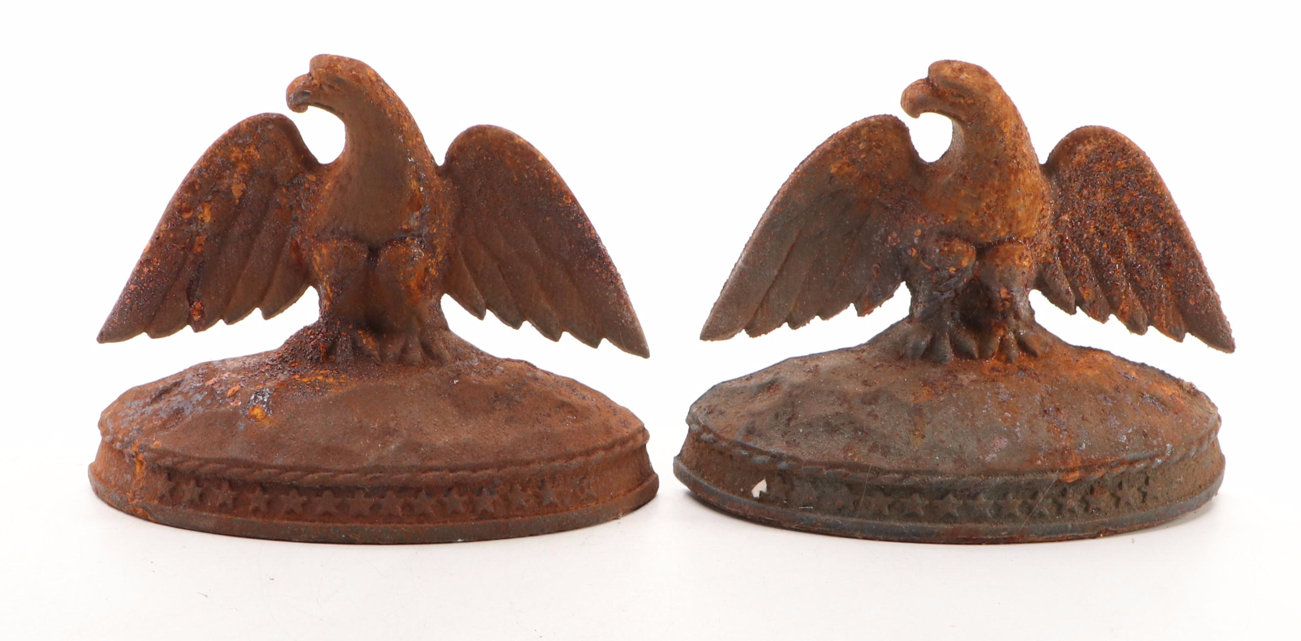 Antique Cast Iron Eagle Doorstops