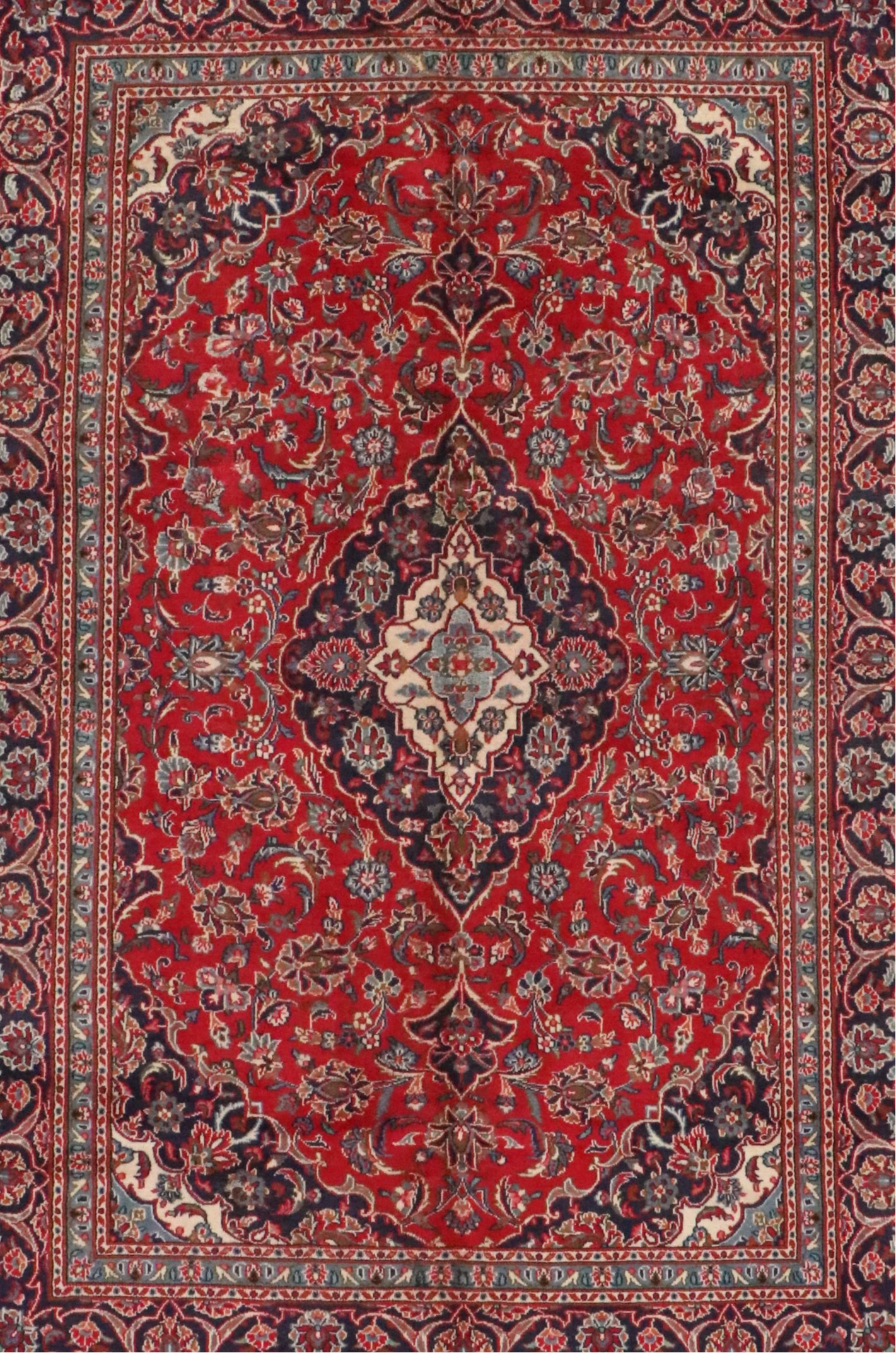 6'5 x 9'6 Hand-Knotted Persian Kashan Area Rug