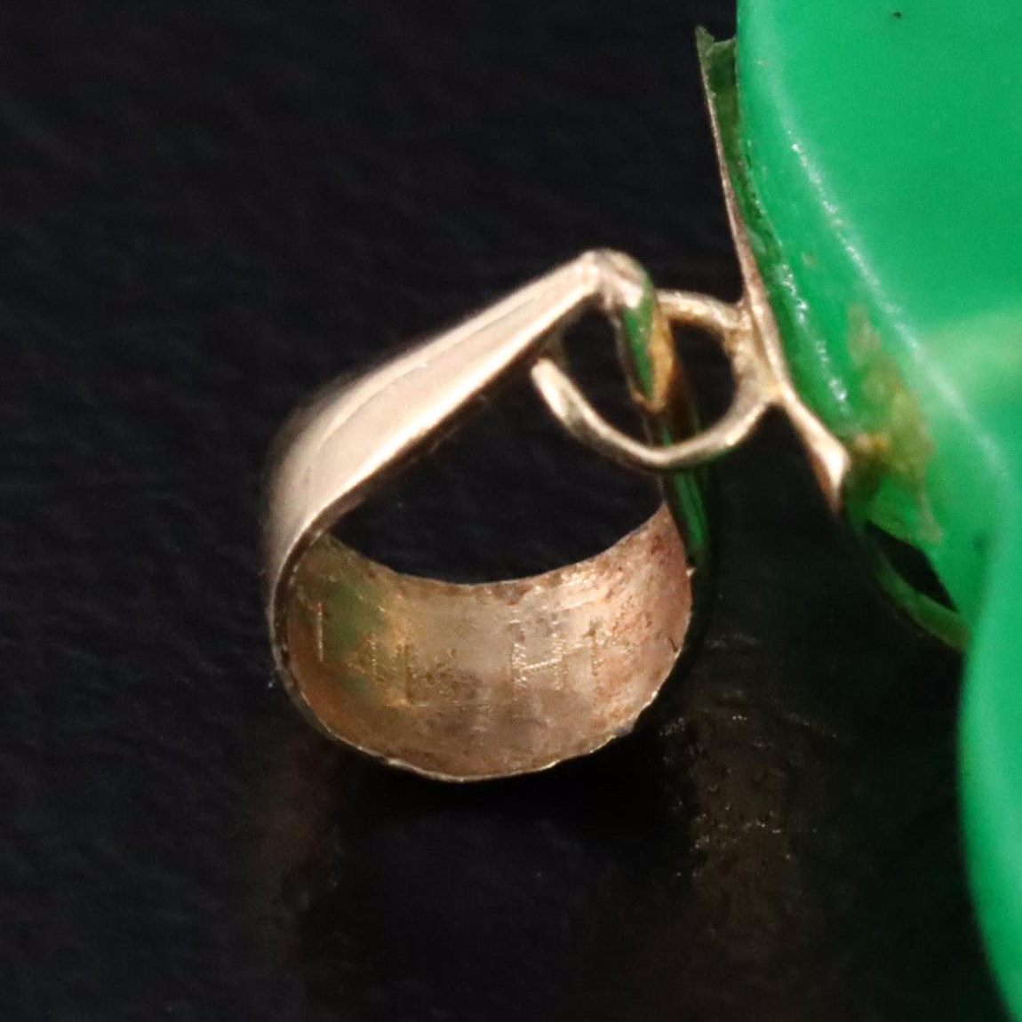 14K Chinese "Good Fortune" Jadeite Elephant Pendant