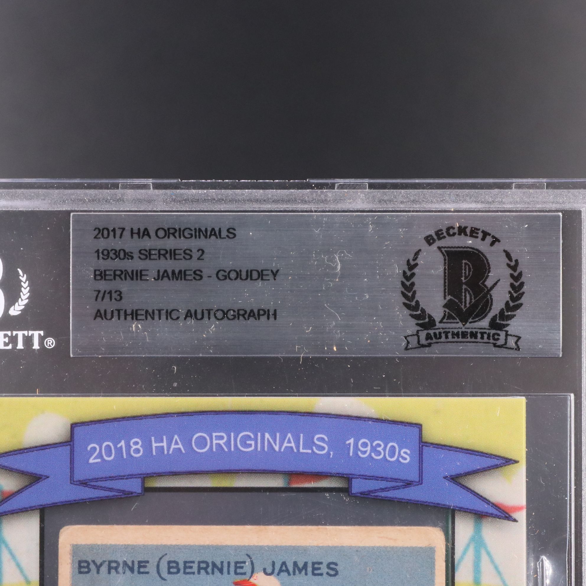 2018 HA Originals Bernie James Cut Signature Goudey Baseball Card, Beckett