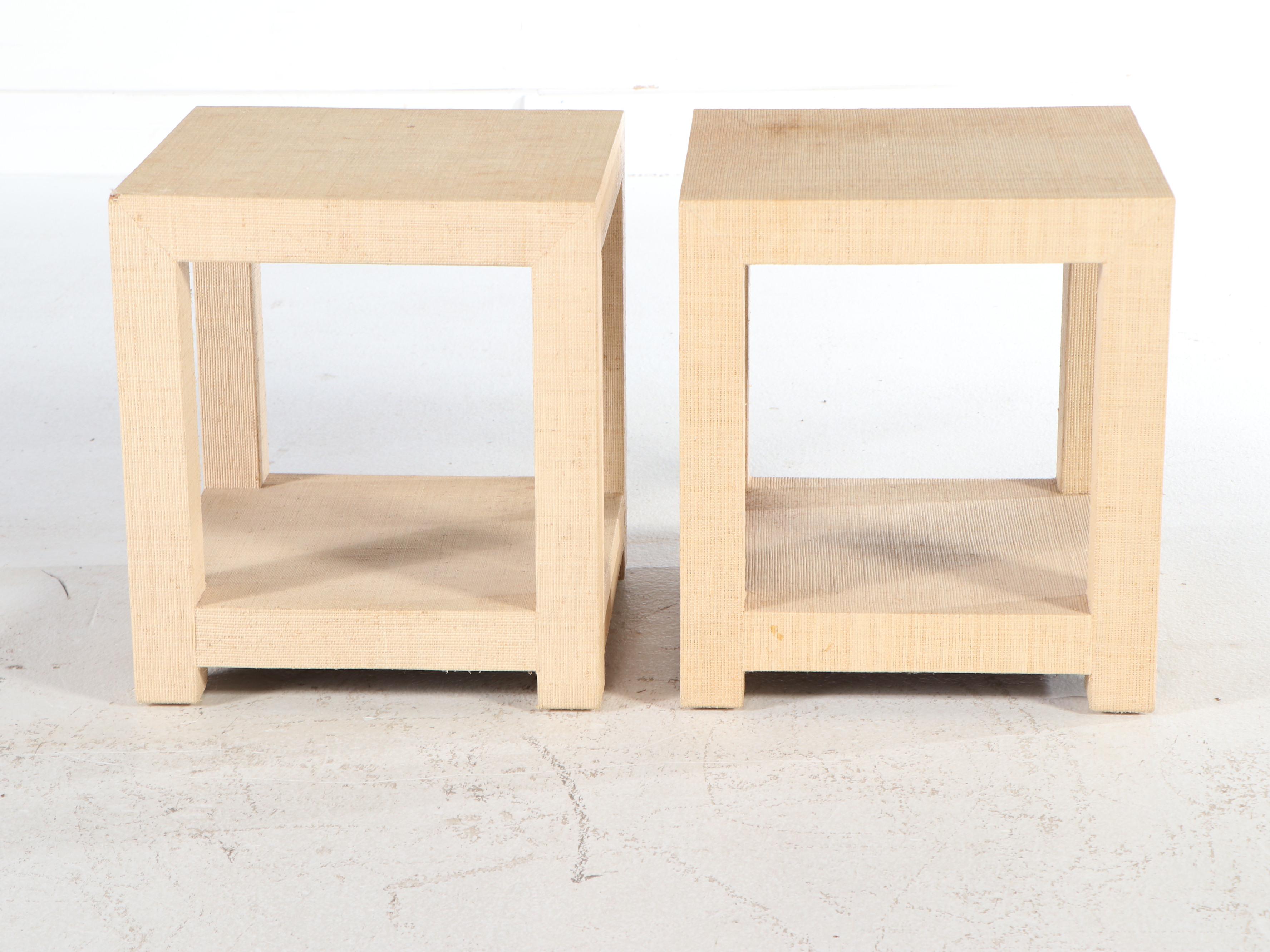 Pair of Contemporary Raffa Covered Side Tables
