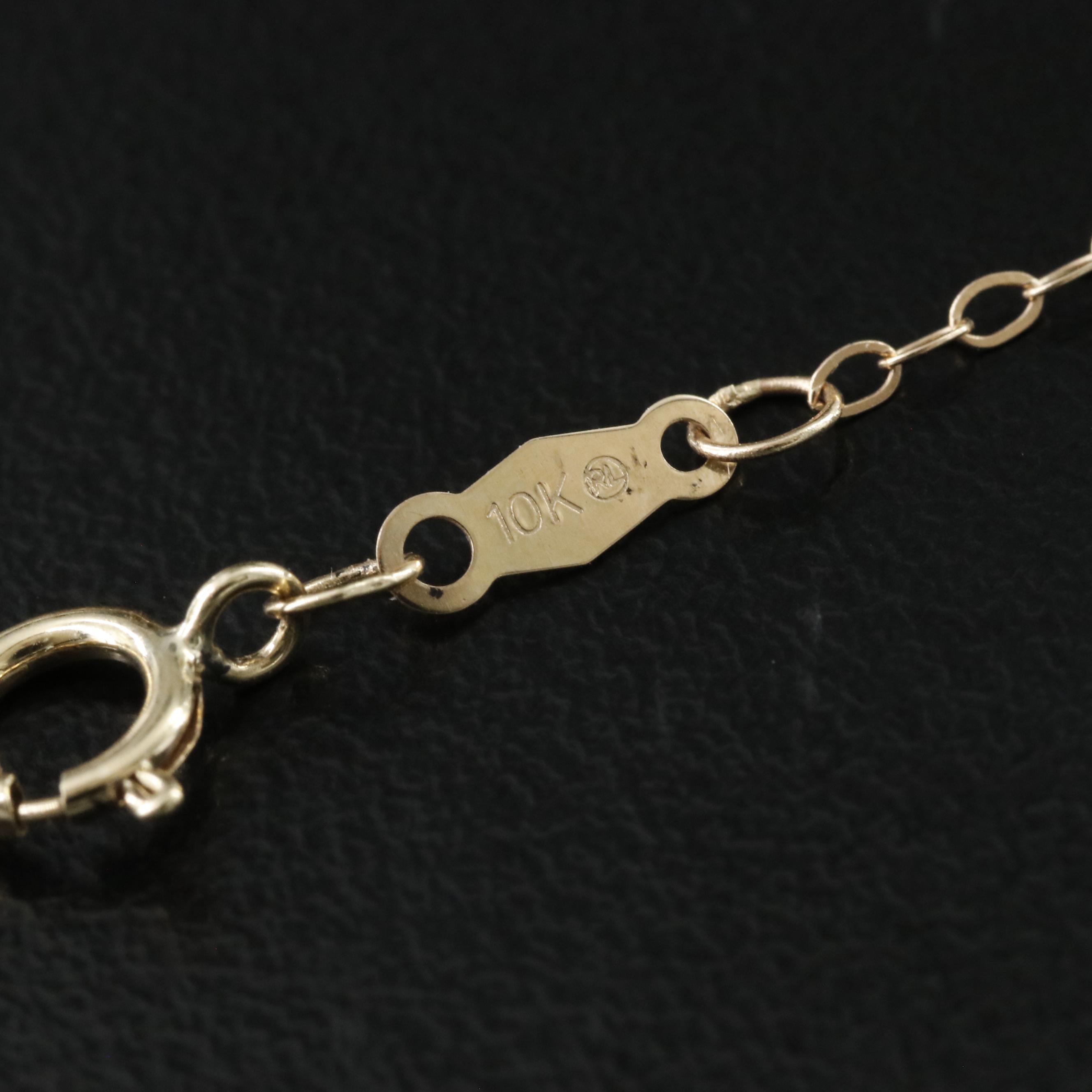 14K Beaded Heart Lariat Necklace