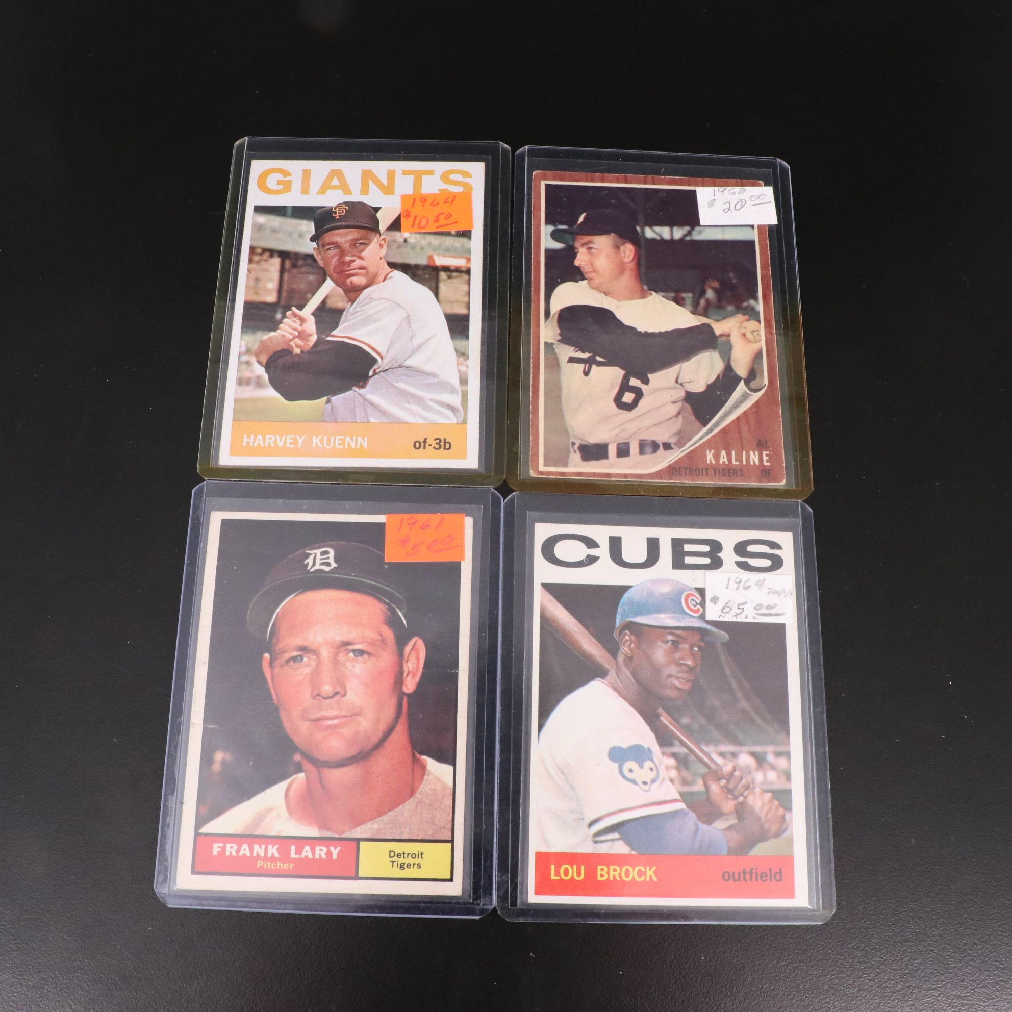 Topps Baseball Cards Featuring Lou Brock, Al Kaline, and More, 1960s