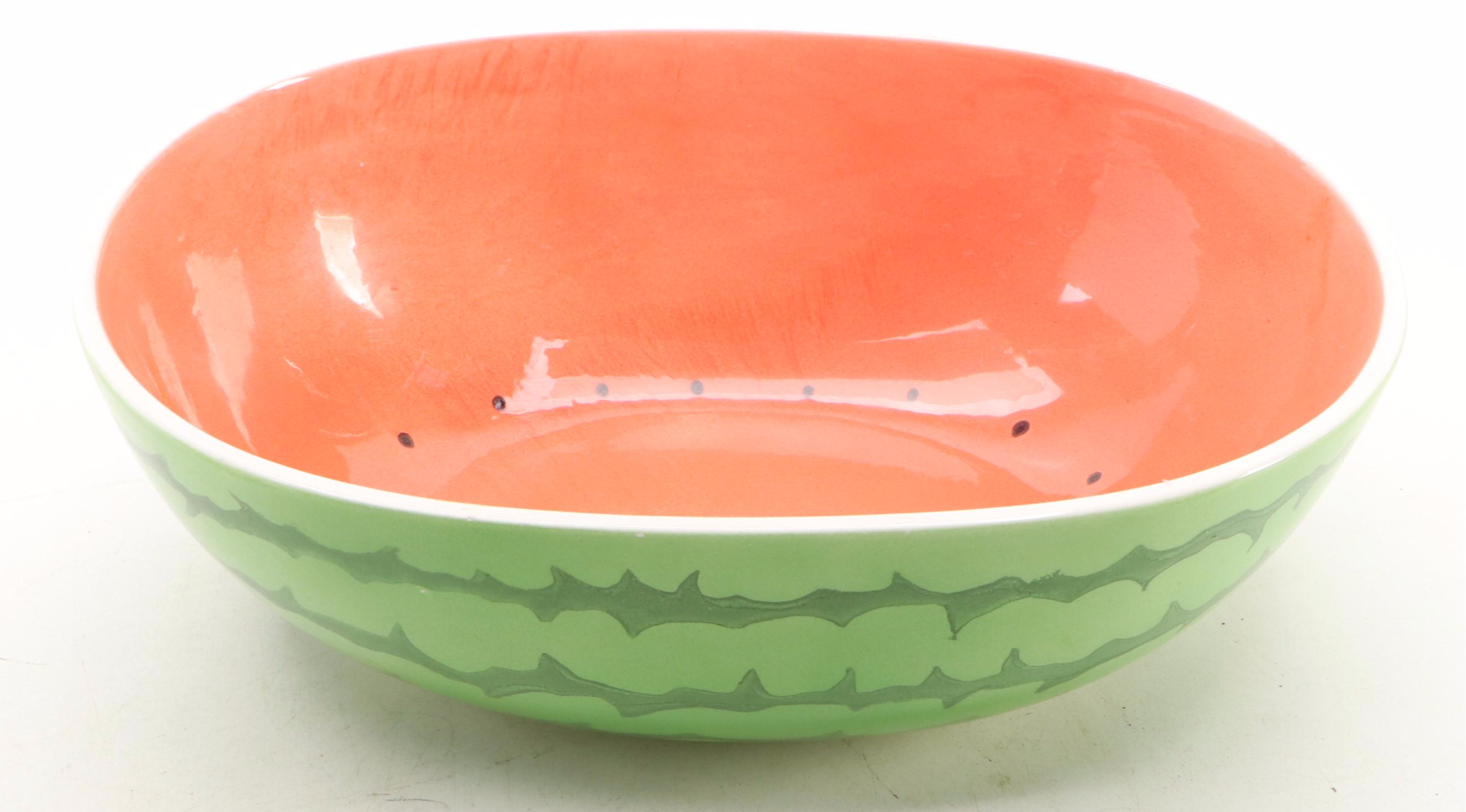 Watermelon Serving Set with Individual Ceramic Bowls, 20th Century