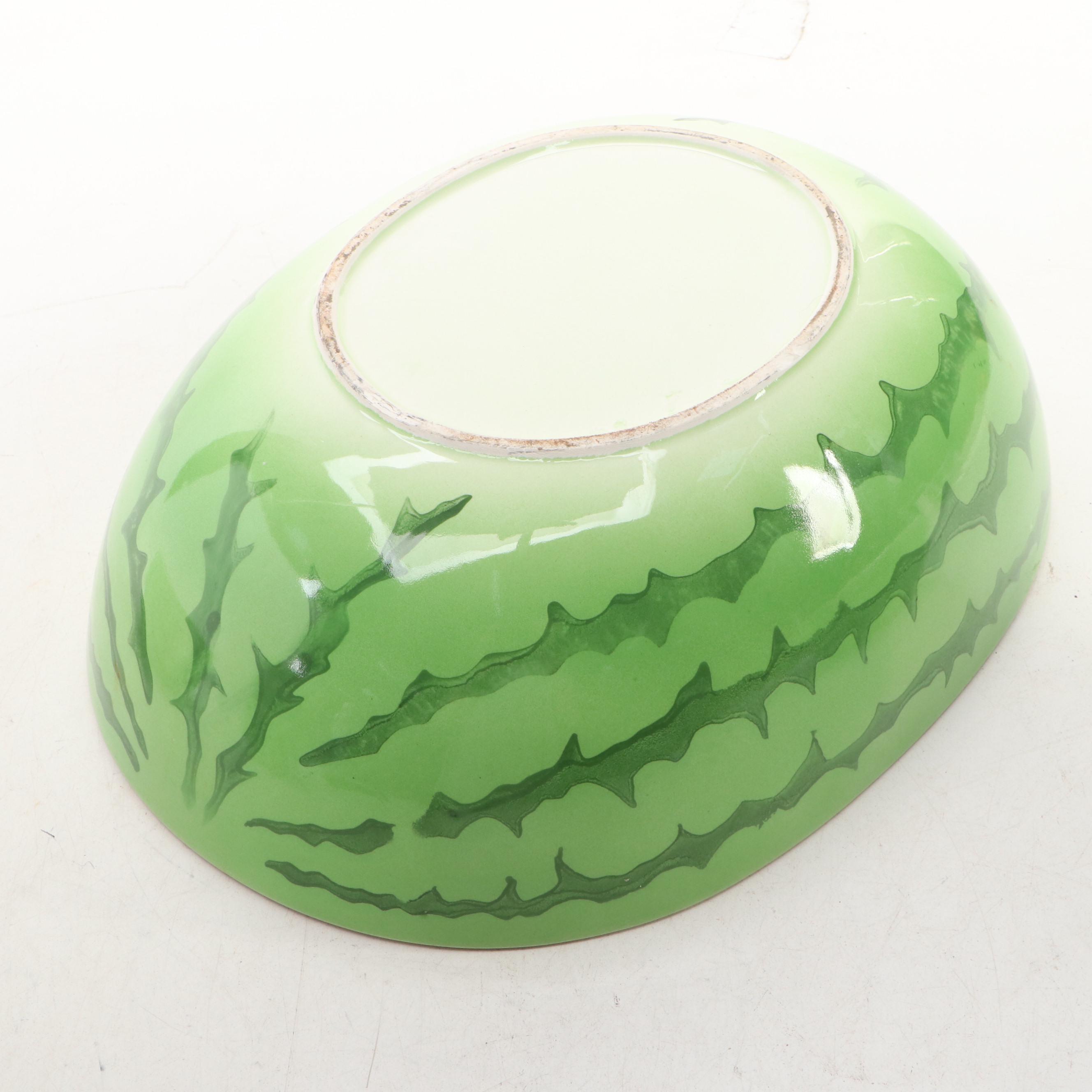 Watermelon Serving Set with Individual Ceramic Bowls, 20th Century