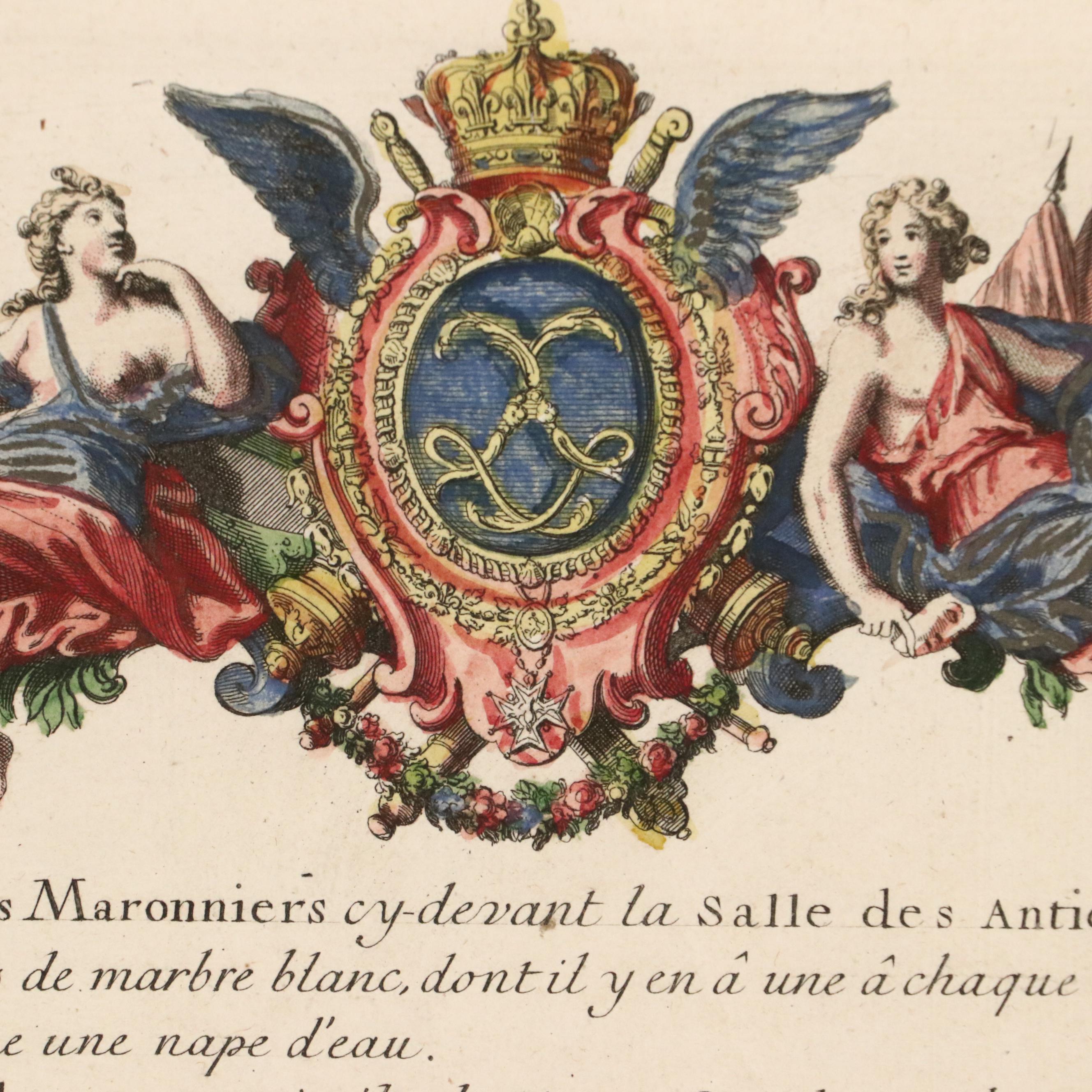 Large-Scale Hand-Colored Engraved Map of Versailles After Pierre Le Pautre, 1717