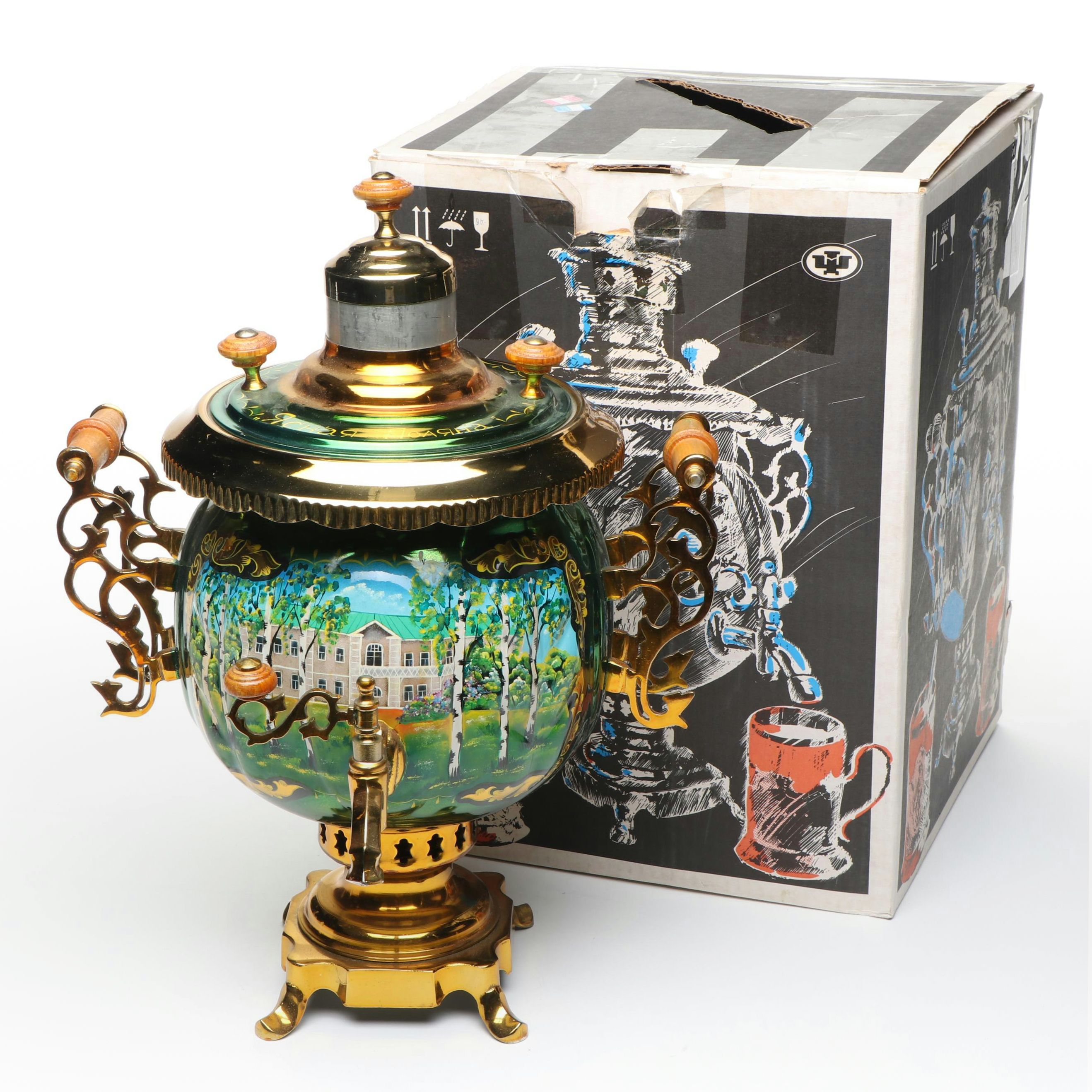 Russian Painted Metal Samovar