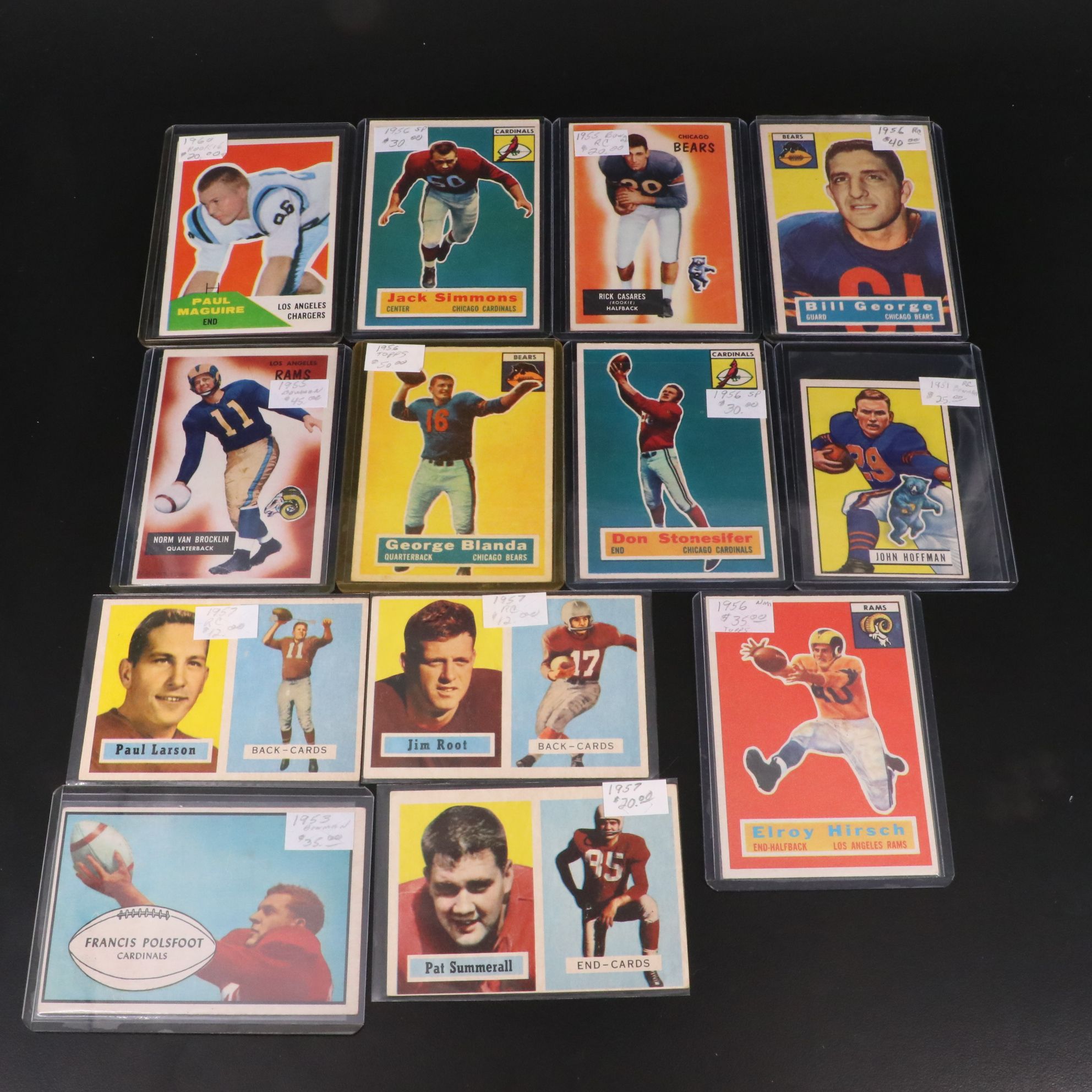 Bowman and Topps Football Cards Featuring George Blanda with More, 1950s-1960s