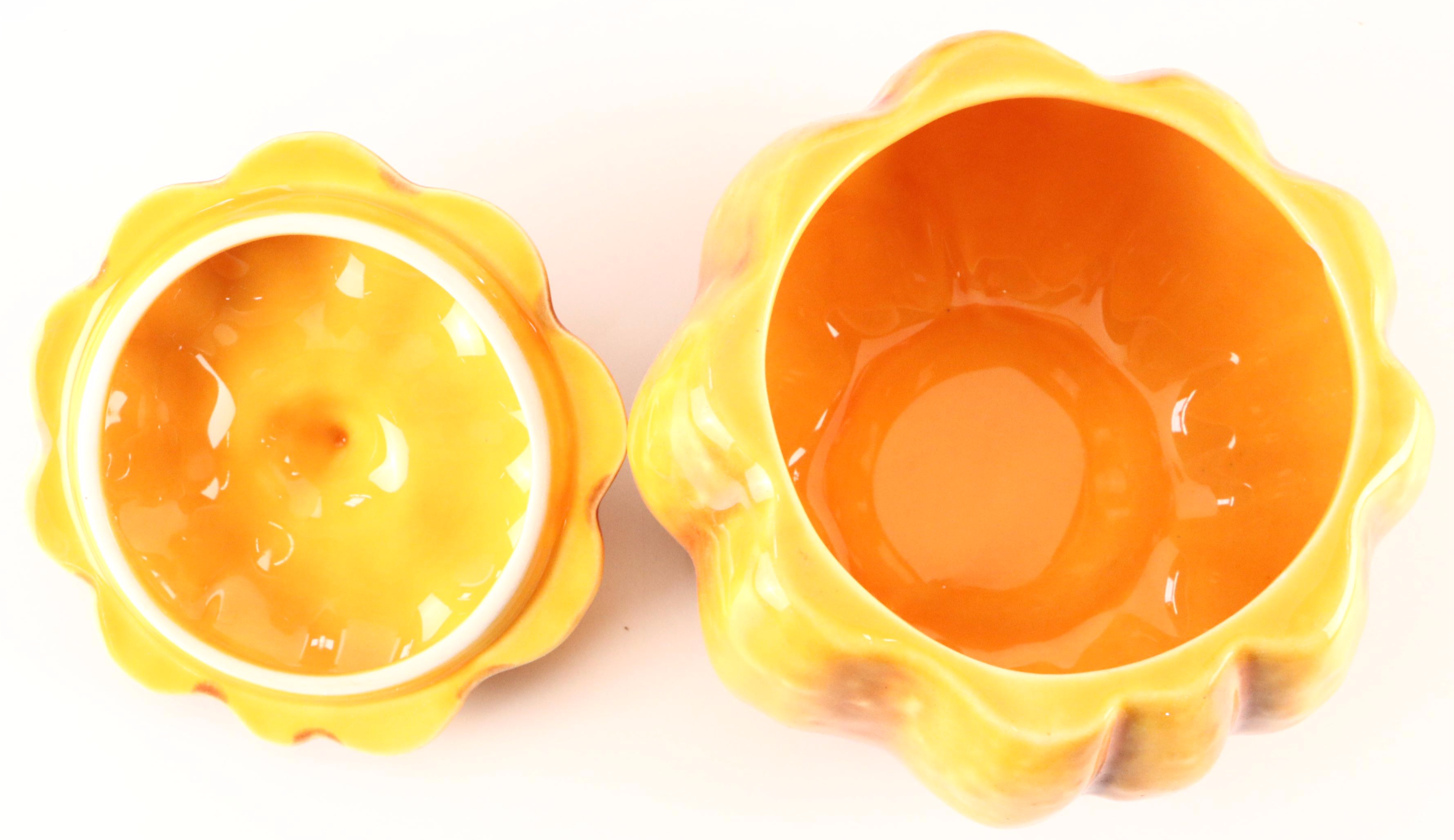 Olfaire Majolica Pumpkin Tureens, Plates, and Dish with More Serveware