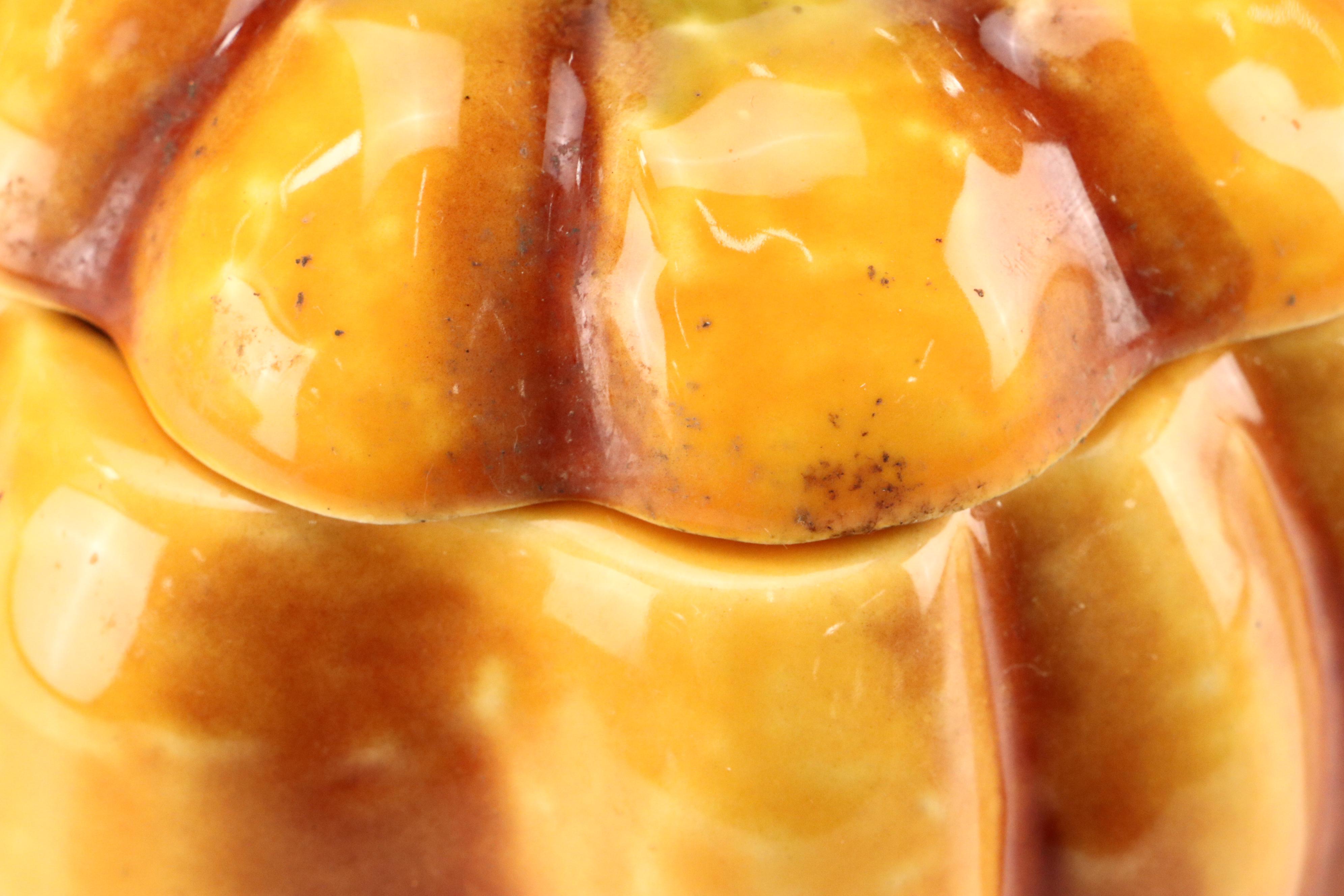 Olfaire Majolica Pumpkin Tureens, Plates, and Dish with More Serveware