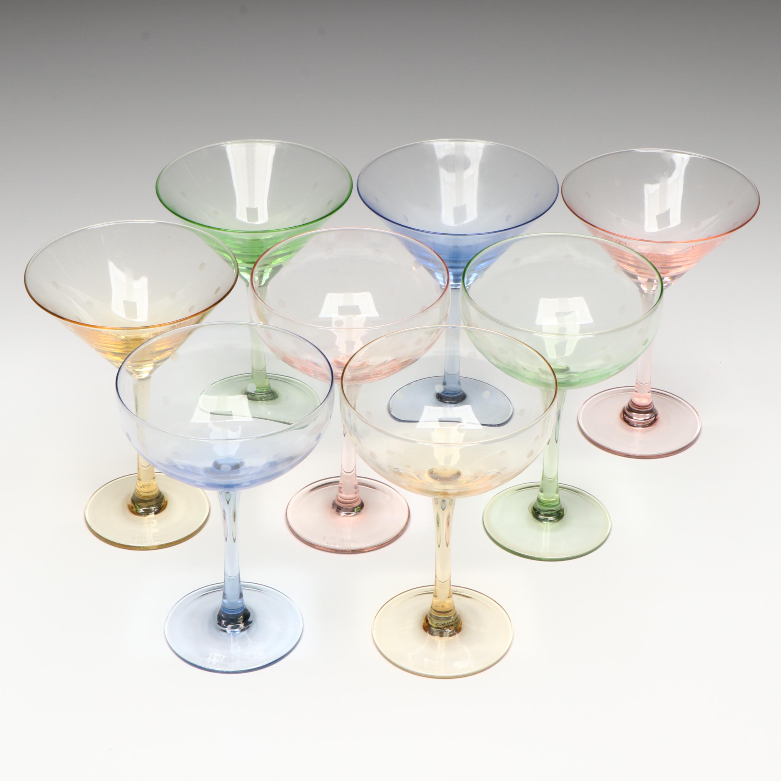 Lenox for Kate Spade "Larabee" Glass Champagne Coupes and Cocktail Glasses