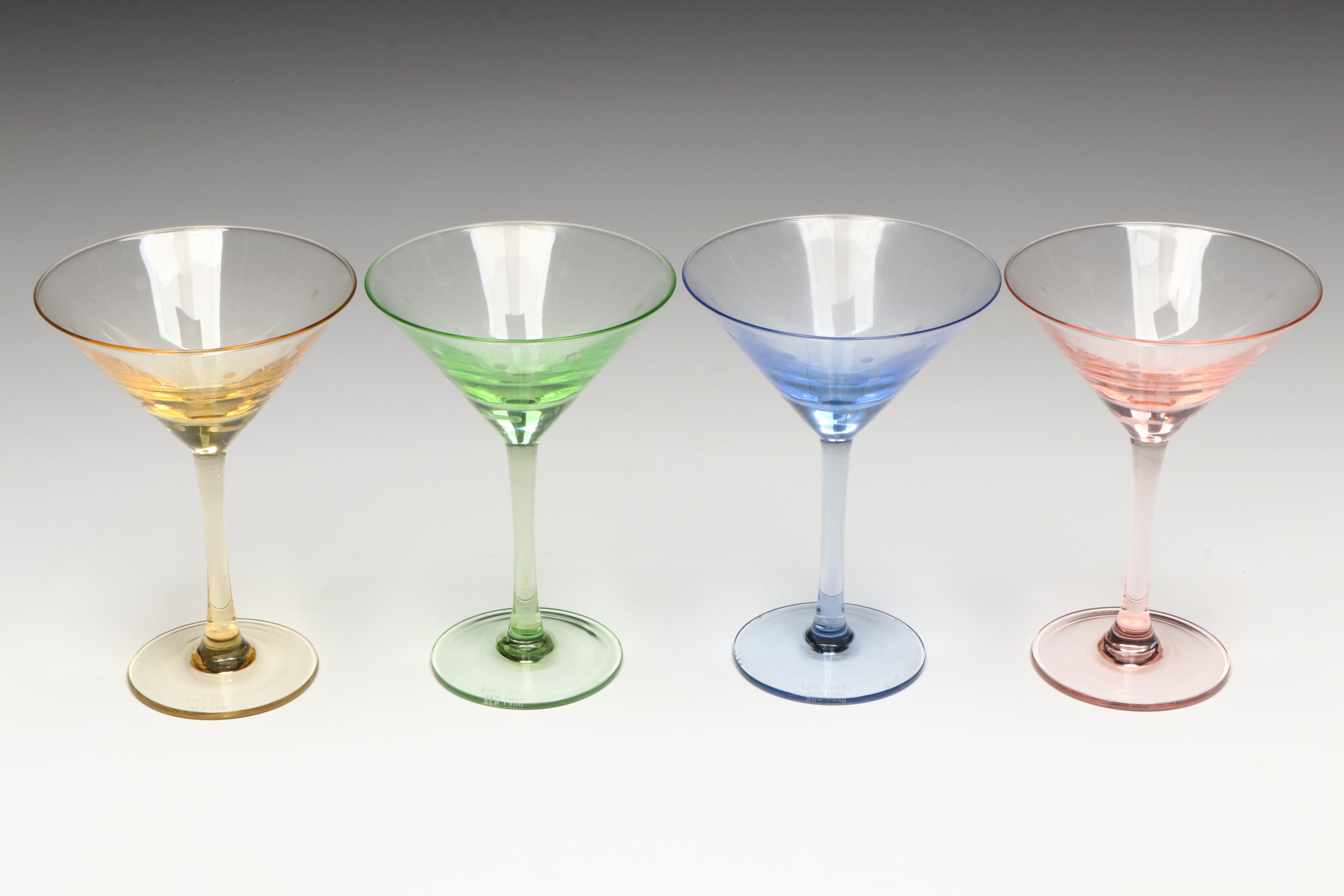 Lenox for Kate Spade "Larabee" Glass Champagne Coupes and Cocktail Glasses