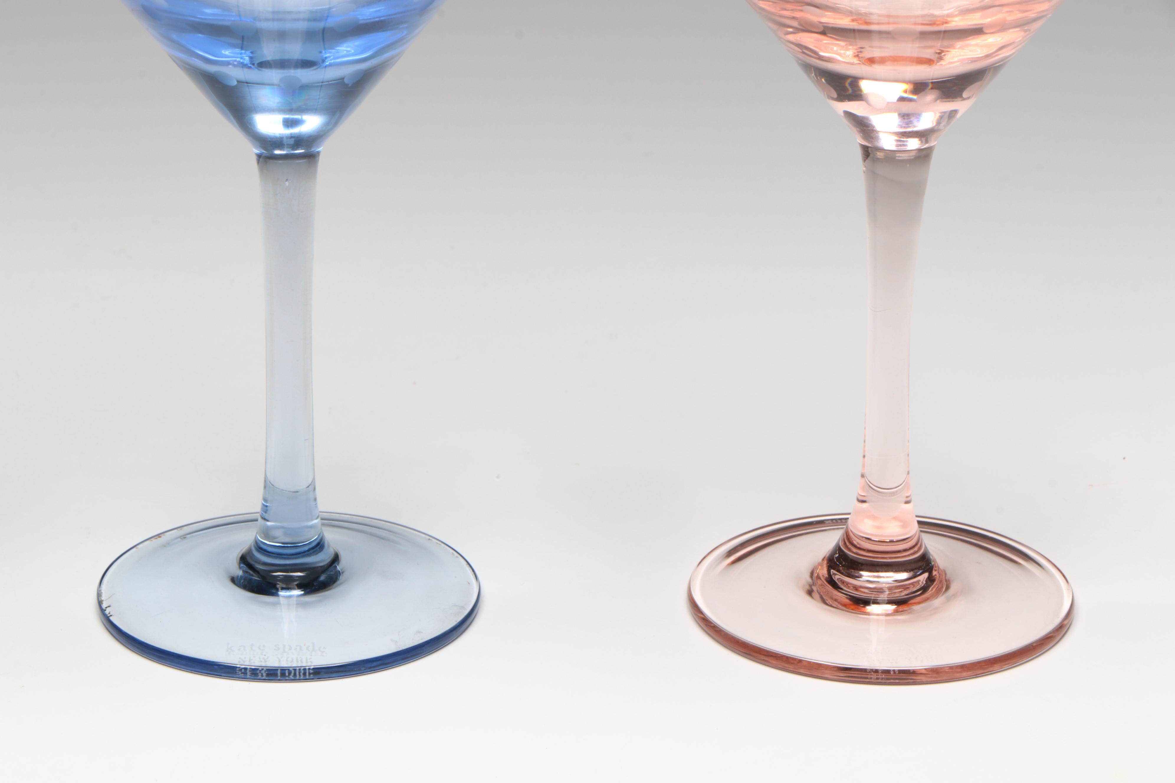 Lenox for Kate Spade "Larabee" Glass Champagne Coupes and Cocktail Glasses