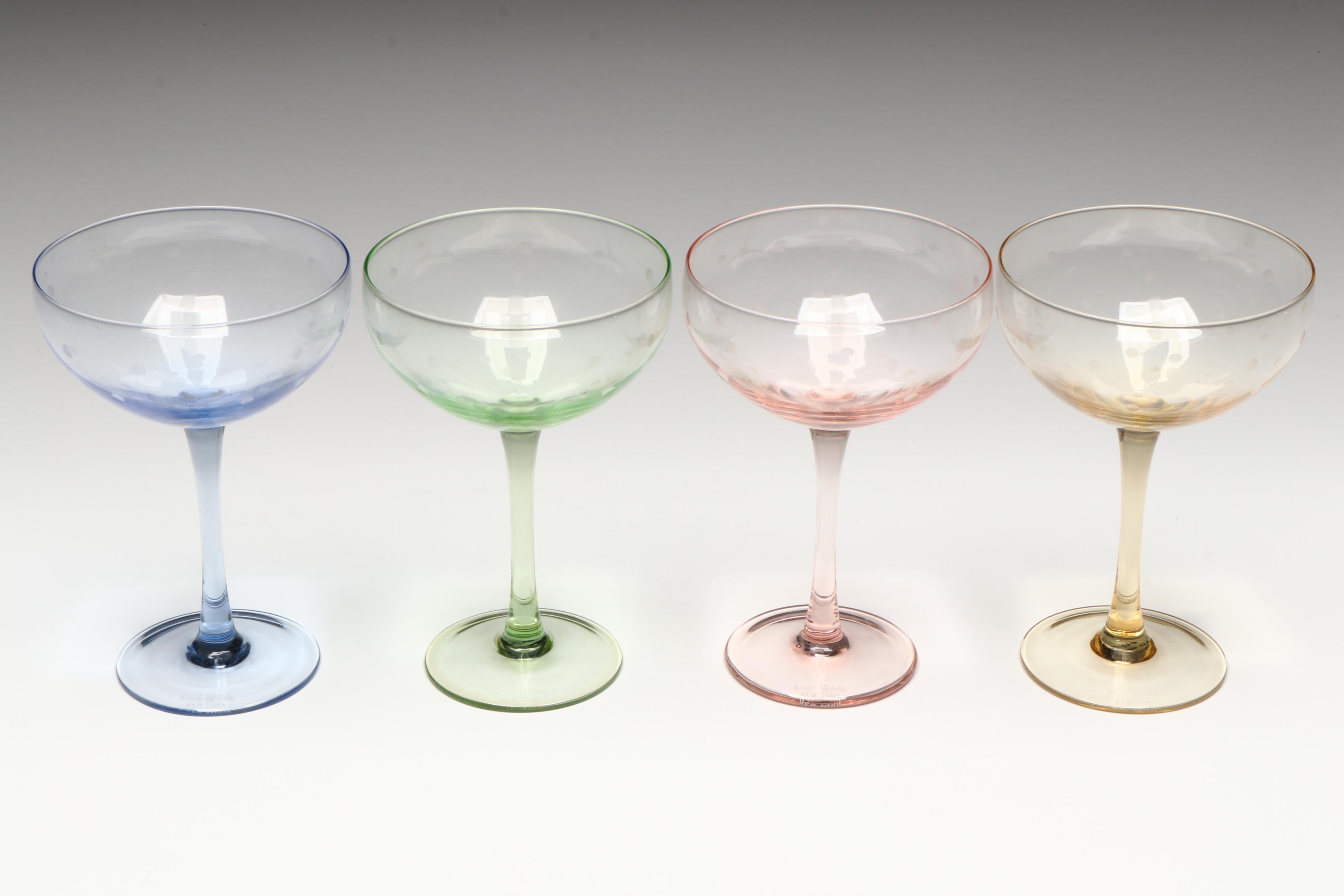Lenox for Kate Spade "Larabee" Glass Champagne Coupes and Cocktail Glasses