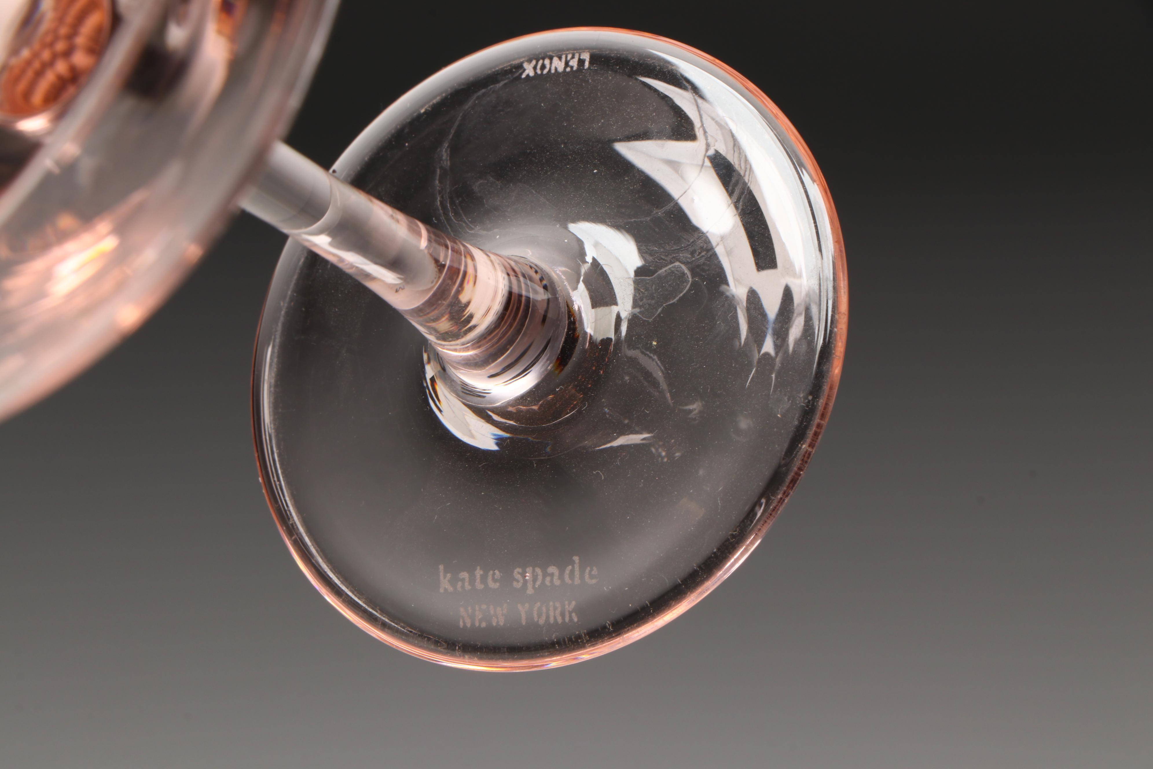 Lenox for Kate Spade "Larabee" Glass Champagne Coupes and Cocktail Glasses