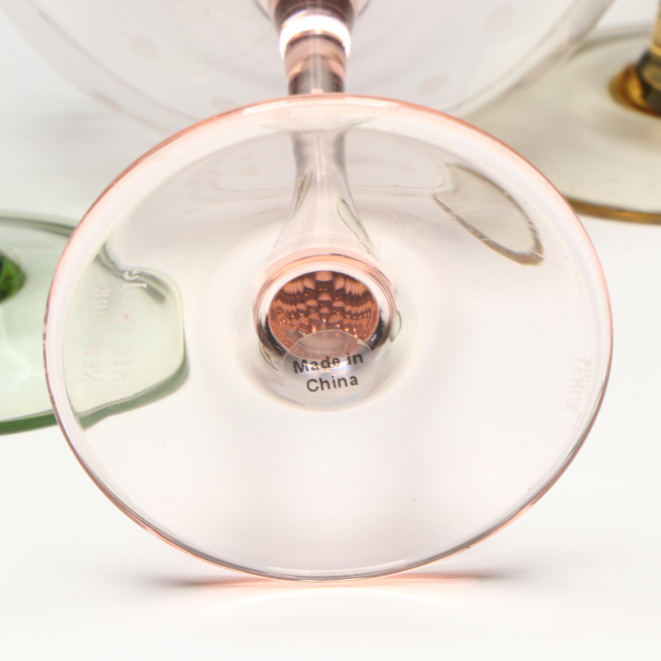 Lenox for Kate Spade "Larabee" Glass Champagne Coupes and Cocktail Glasses