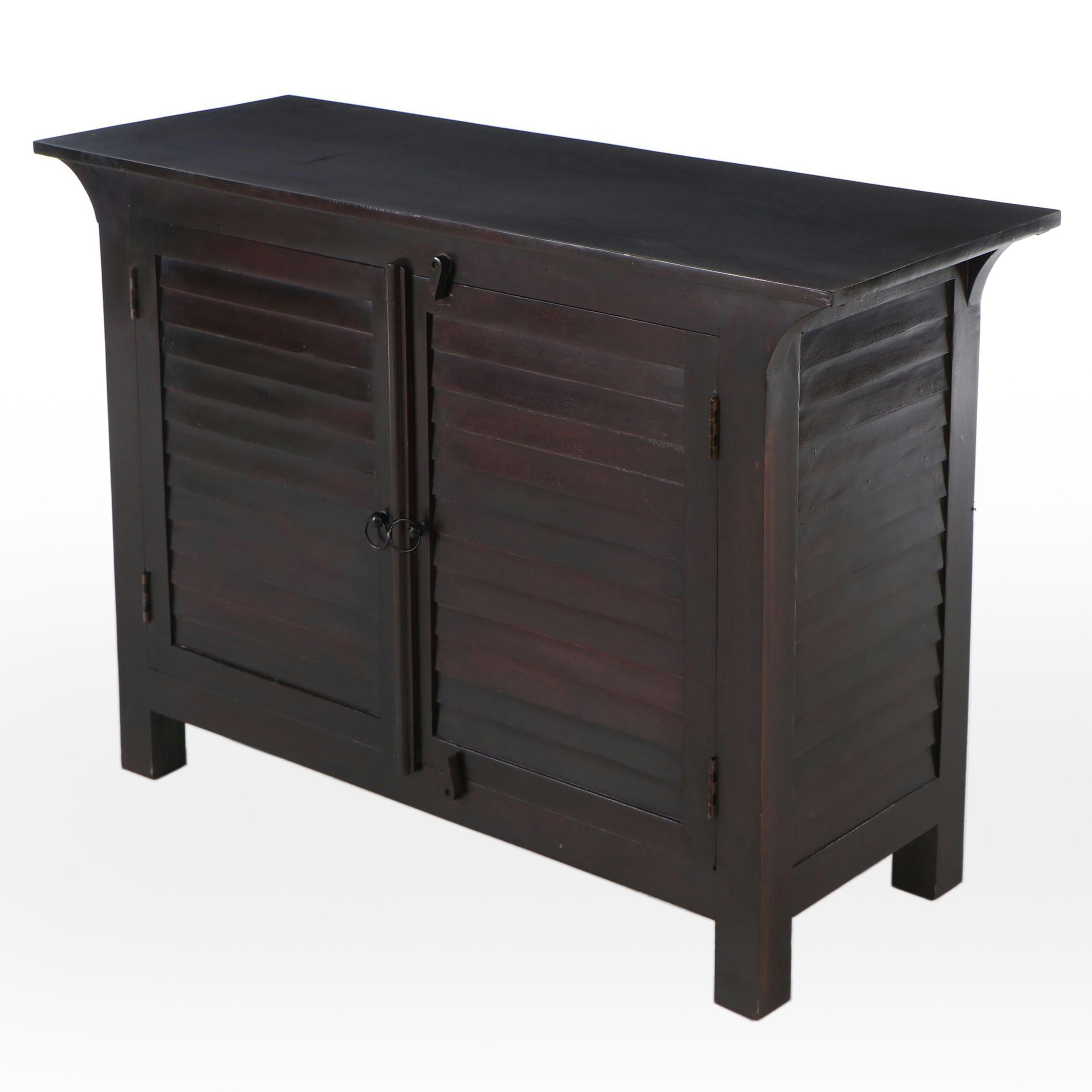Contemporary Ebonized Wood Shutter Door Cabinet