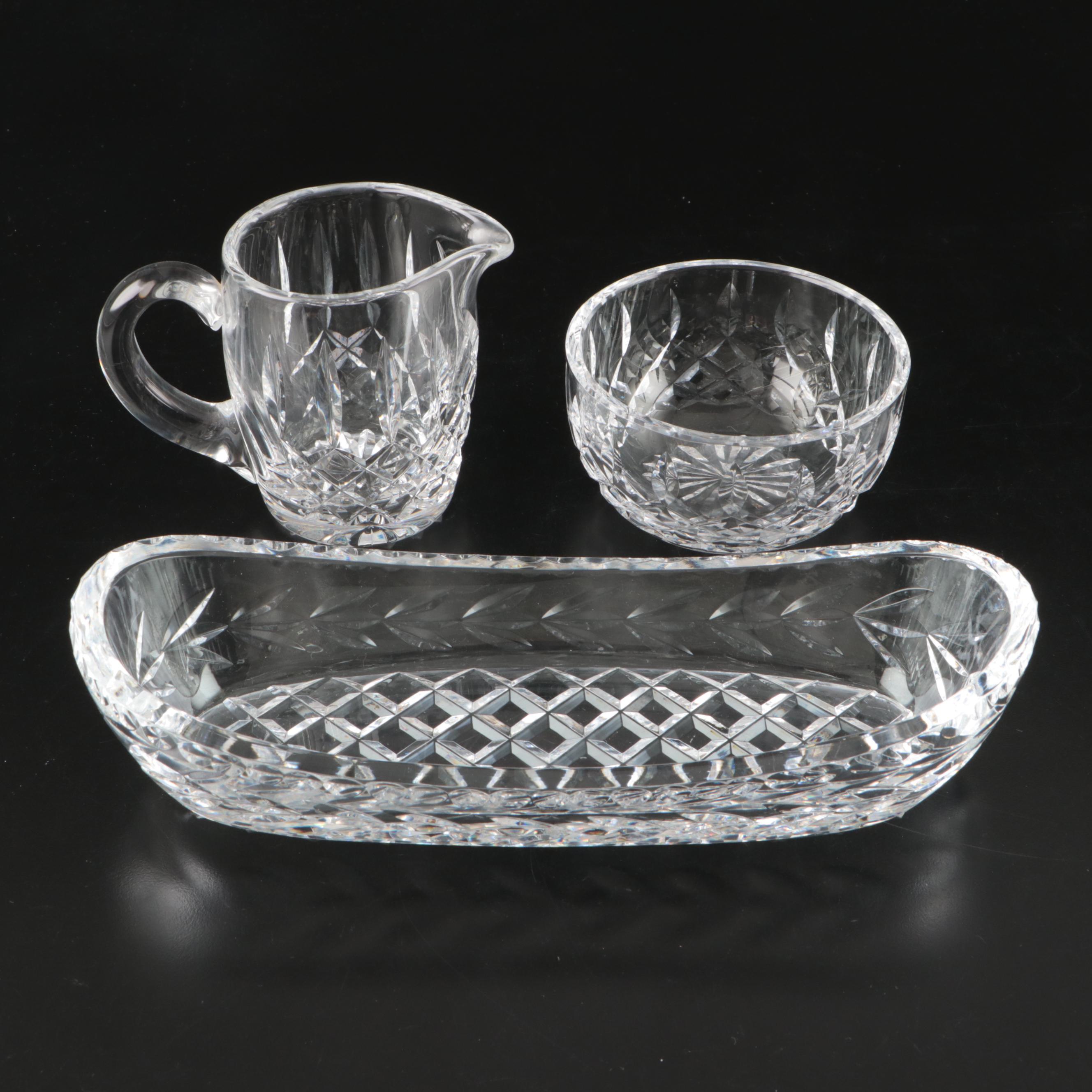 Waterford Crystal Bowl, Creamer, and Oval Dish