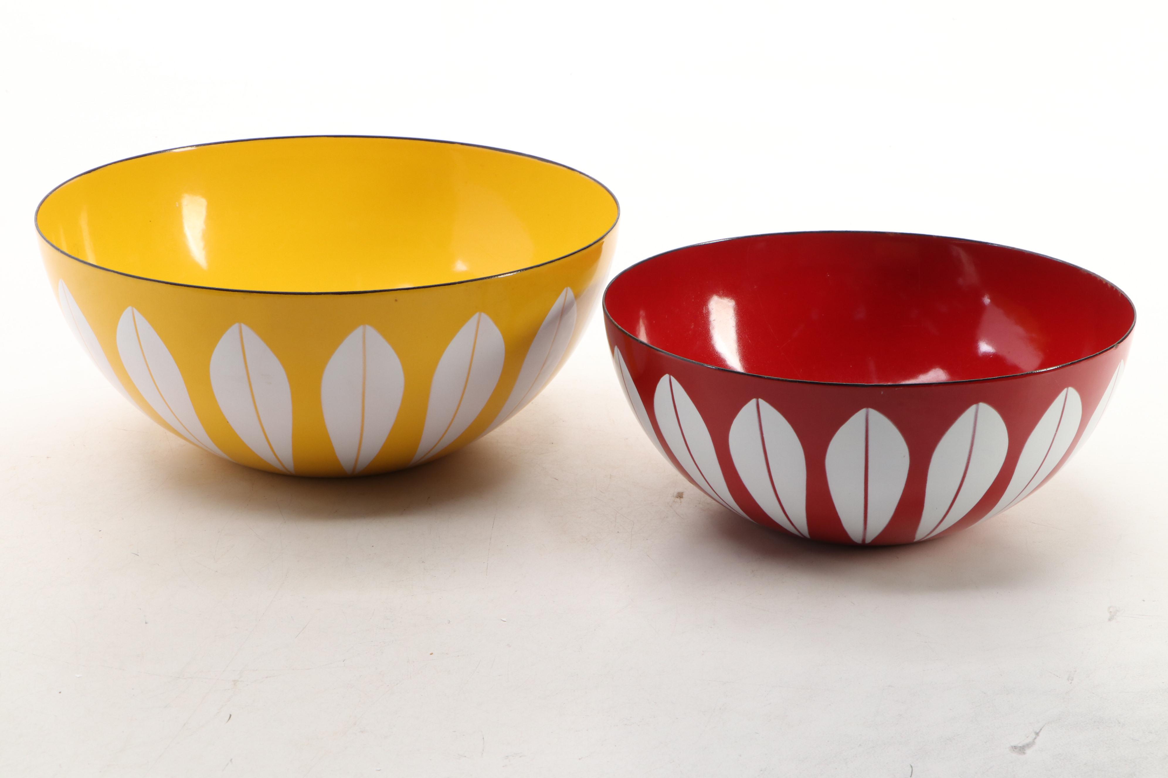 MCM Cathrineholm Brown Lotus Leaf Enamel Bowls