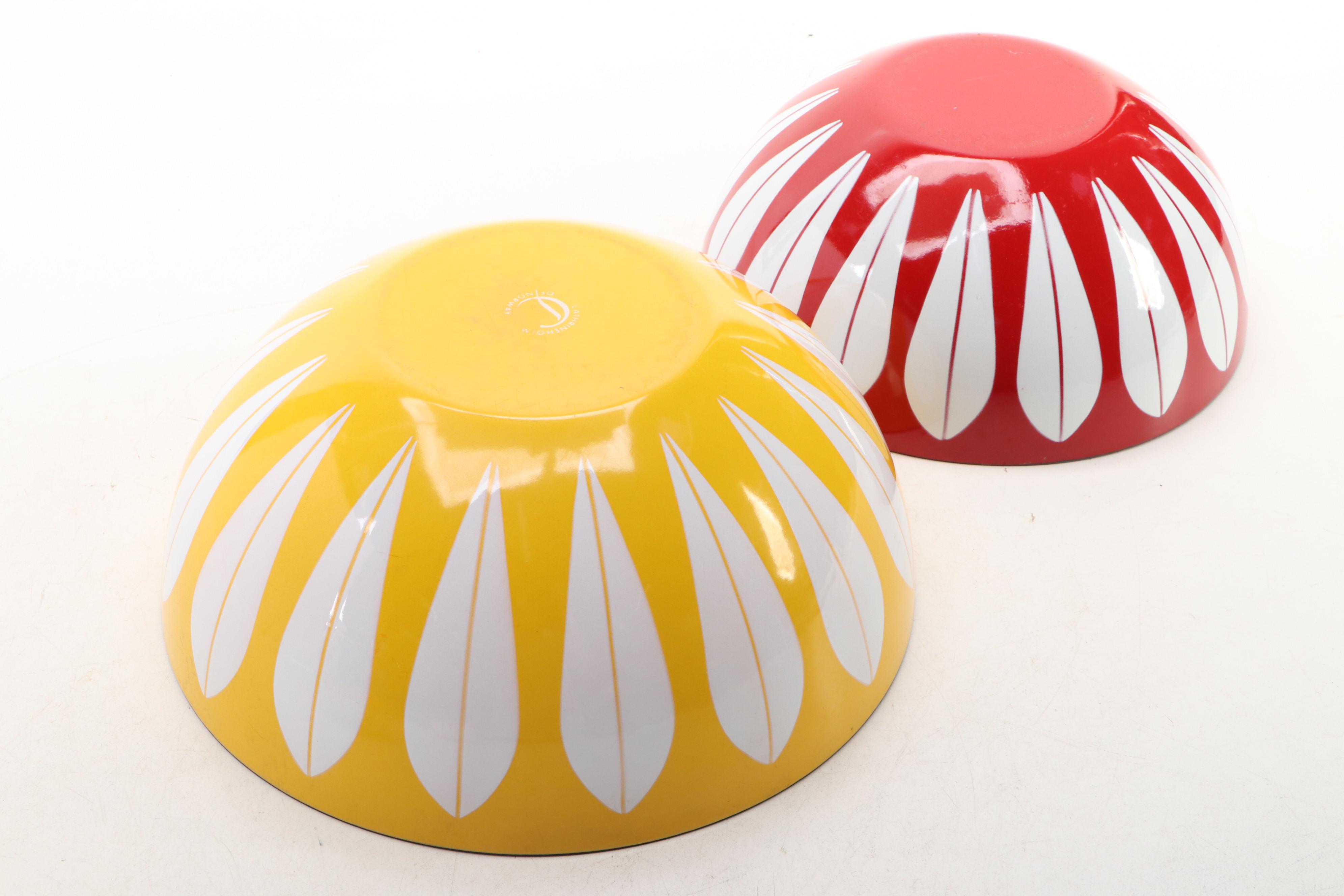 MCM Cathrineholm Brown Lotus Leaf Enamel Bowls