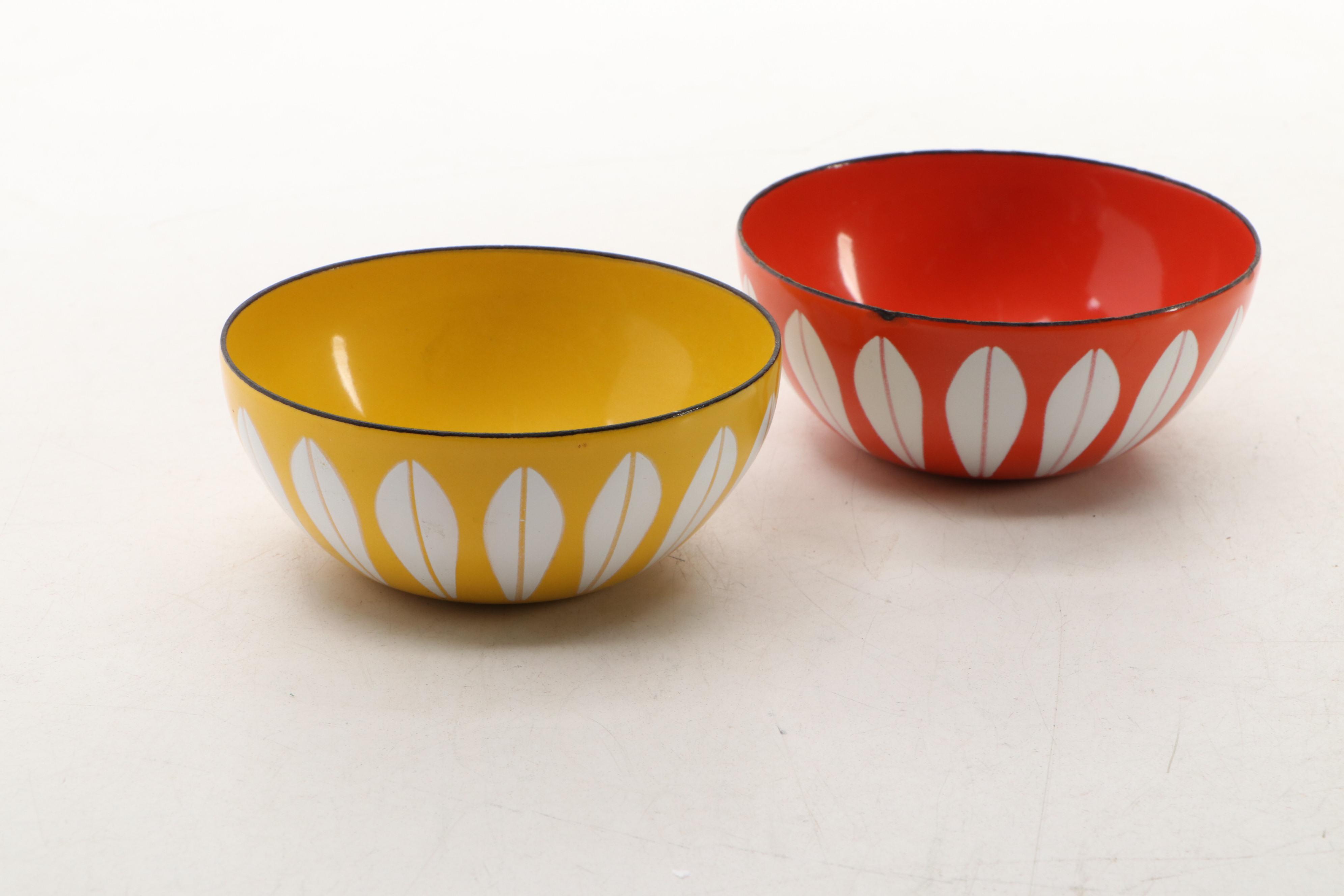 MCM Cathrineholm Brown Lotus Leaf Enamel Bowls