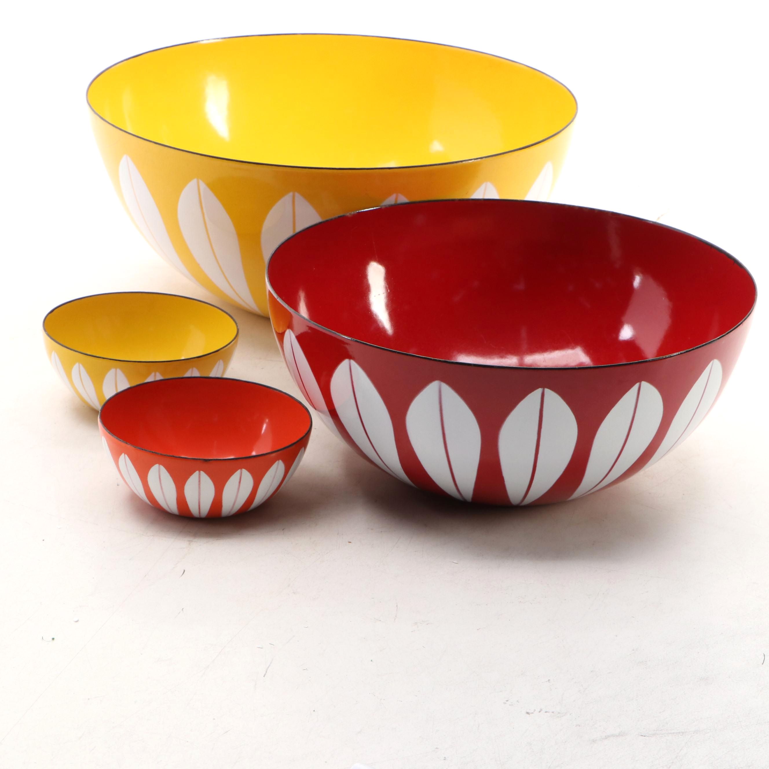 MCM Cathrineholm Brown Lotus Leaf Enamel Bowls